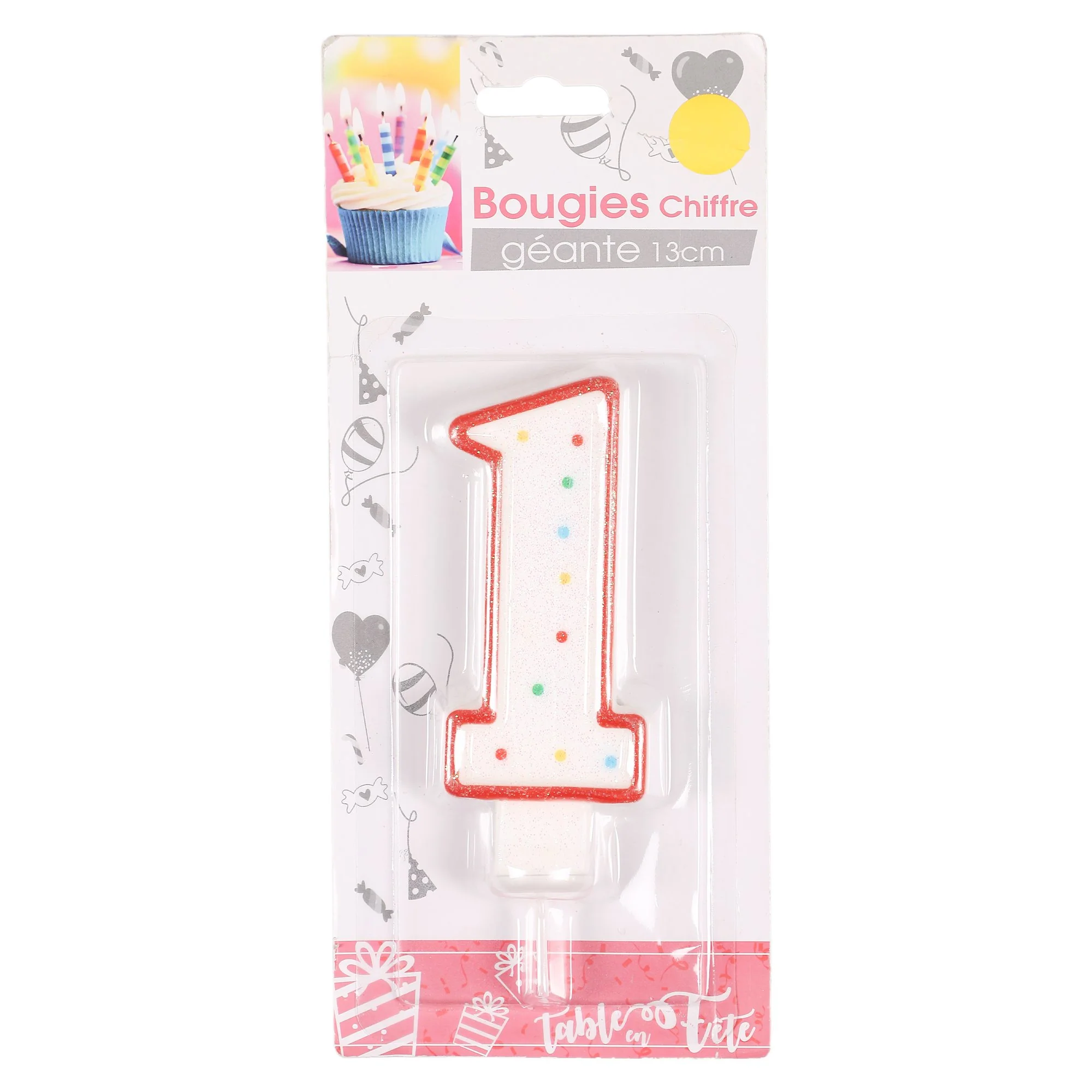 Bougie chiffre anniversaire géante 13 cm - Image 2