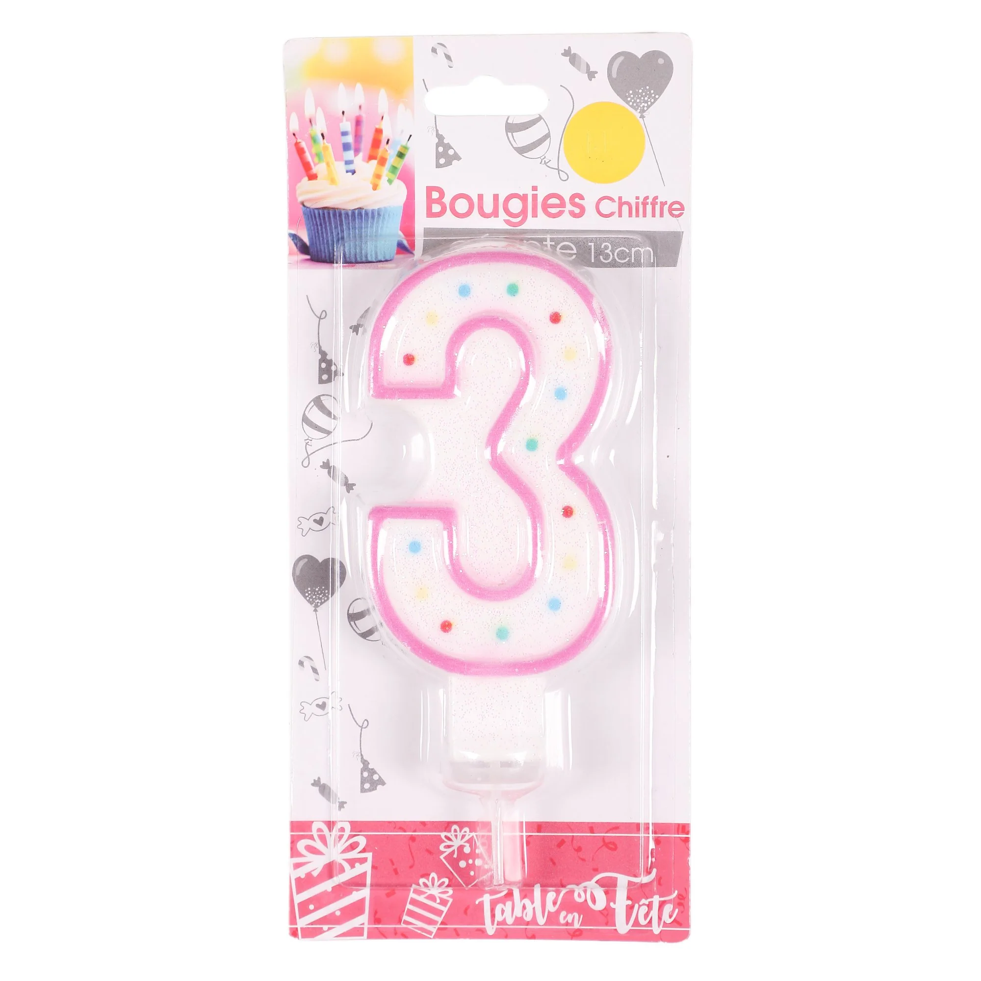 Bougie chiffre anniversaire géante 13 cm - Image 4