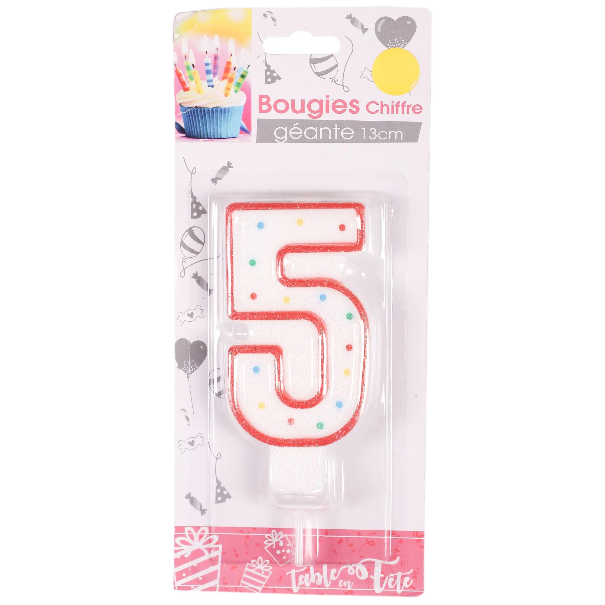 Bougie chiffre anniversaire géante 13 cm - Image 5