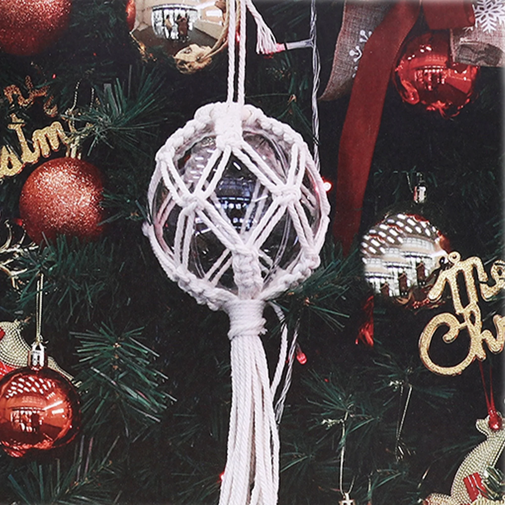 Boule de Noël macramé  - Beige