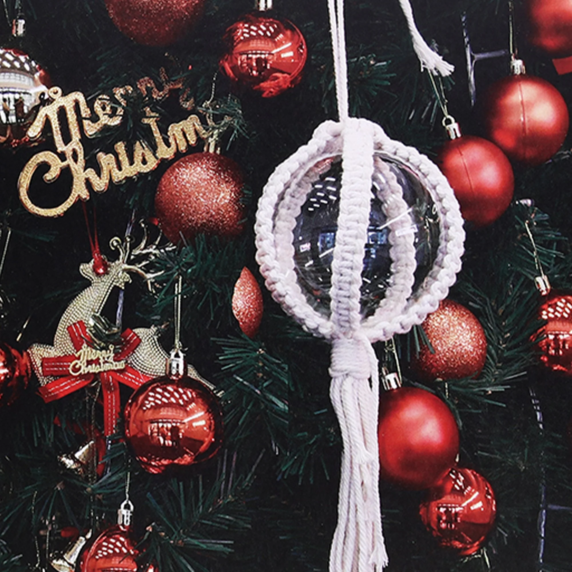 Boule de Noël macramé  - Blanc