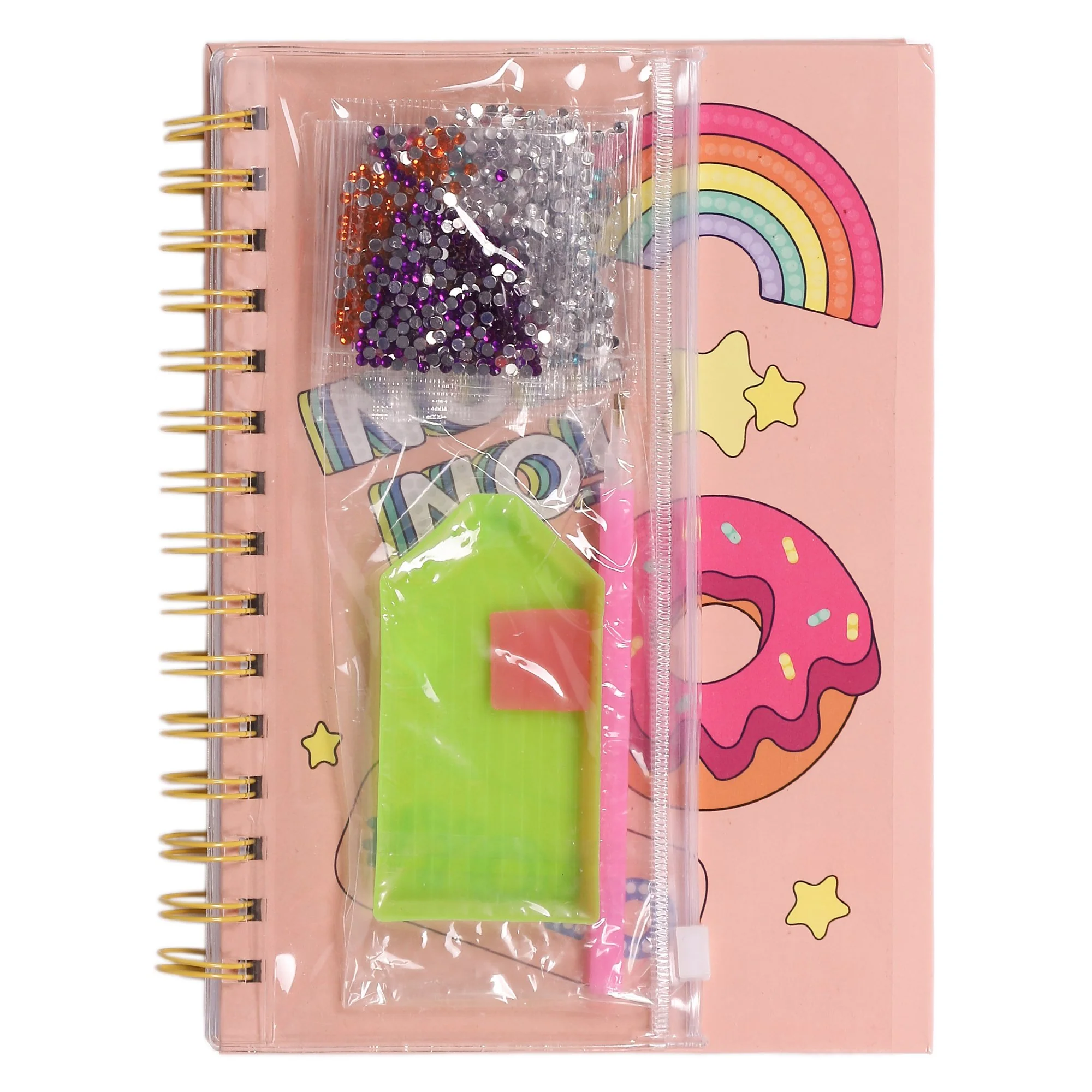 Carnet fantaisie + strass - Rose