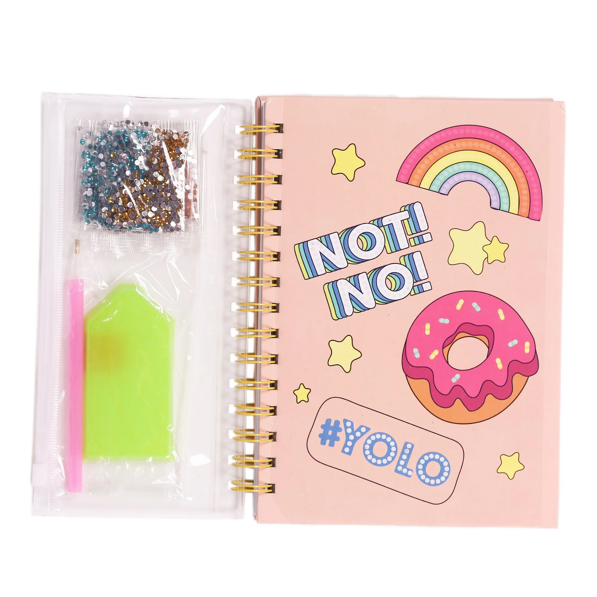 Carnet fantaisie + strass - Rose - Image 2