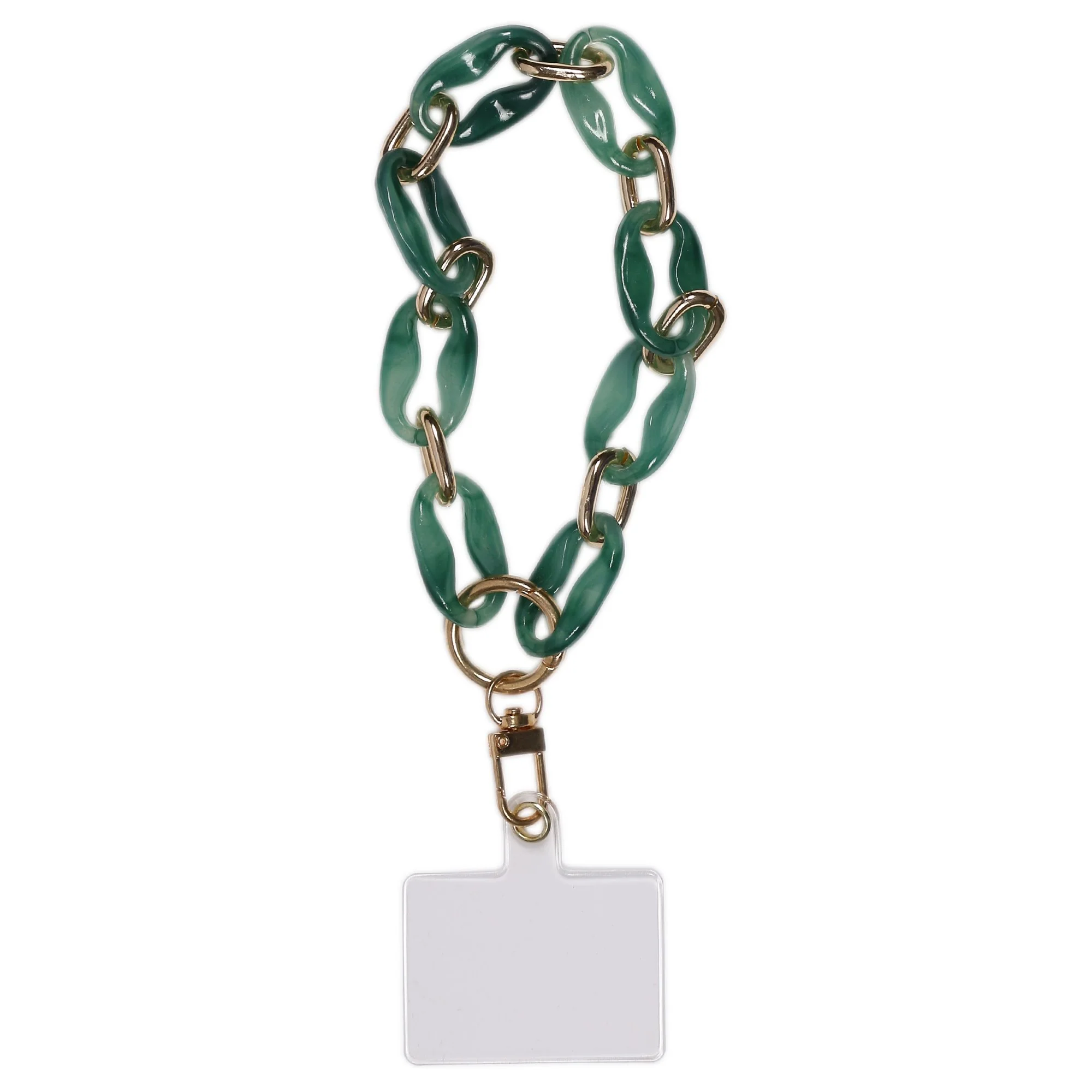 Chaîne en maille verte et métal pour smartphone
