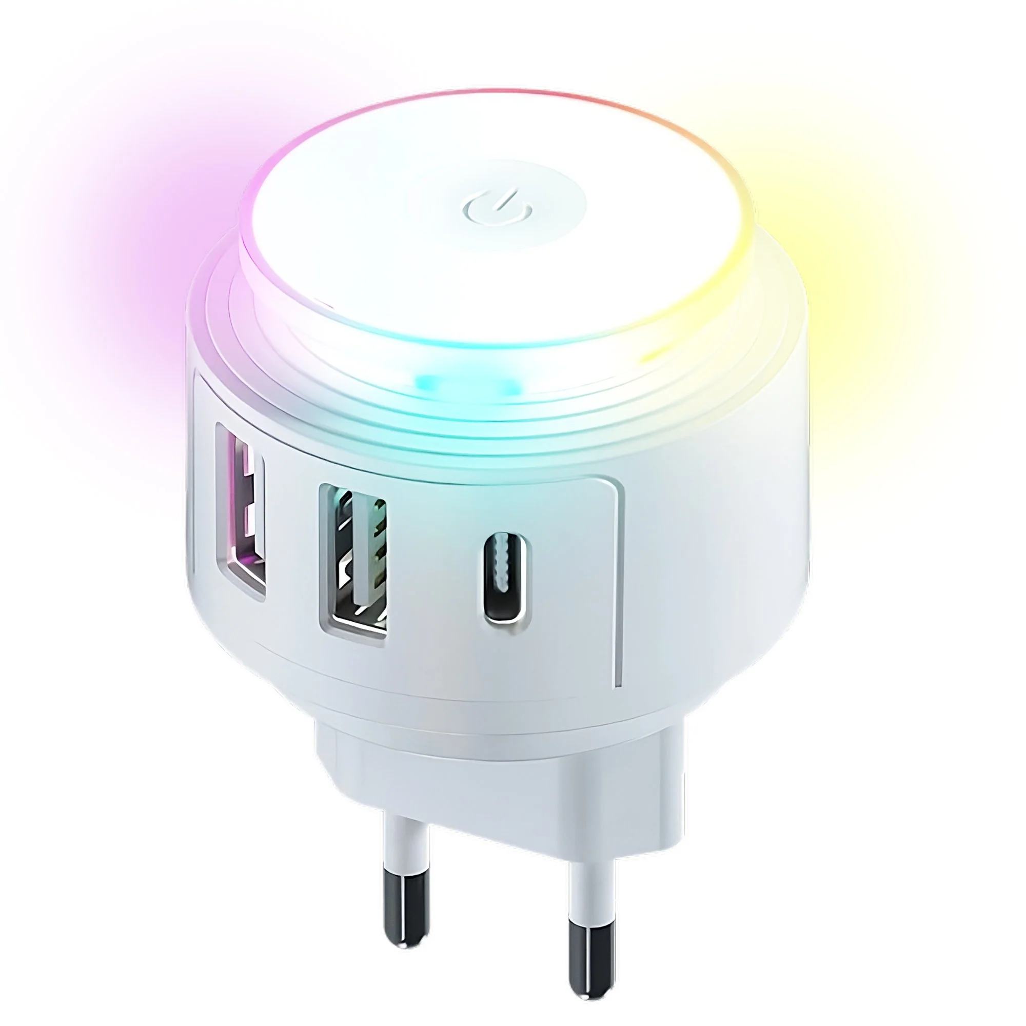 CHARGEUR SECTEUR AVEC 2 PORTS TYPE USB C & 2 PORTS  15W + VEILLEUSE