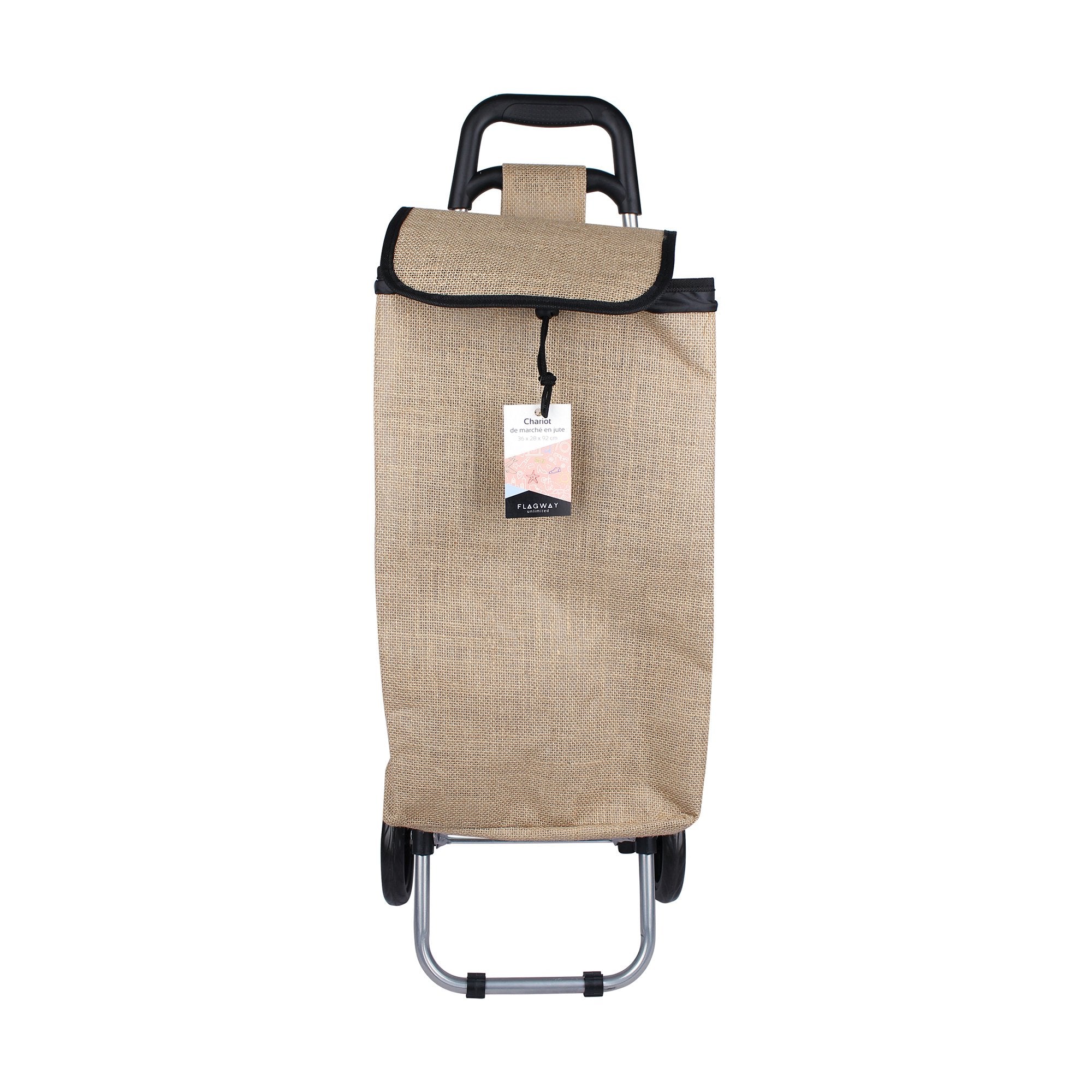 Chariot de courses en jute  - Noir