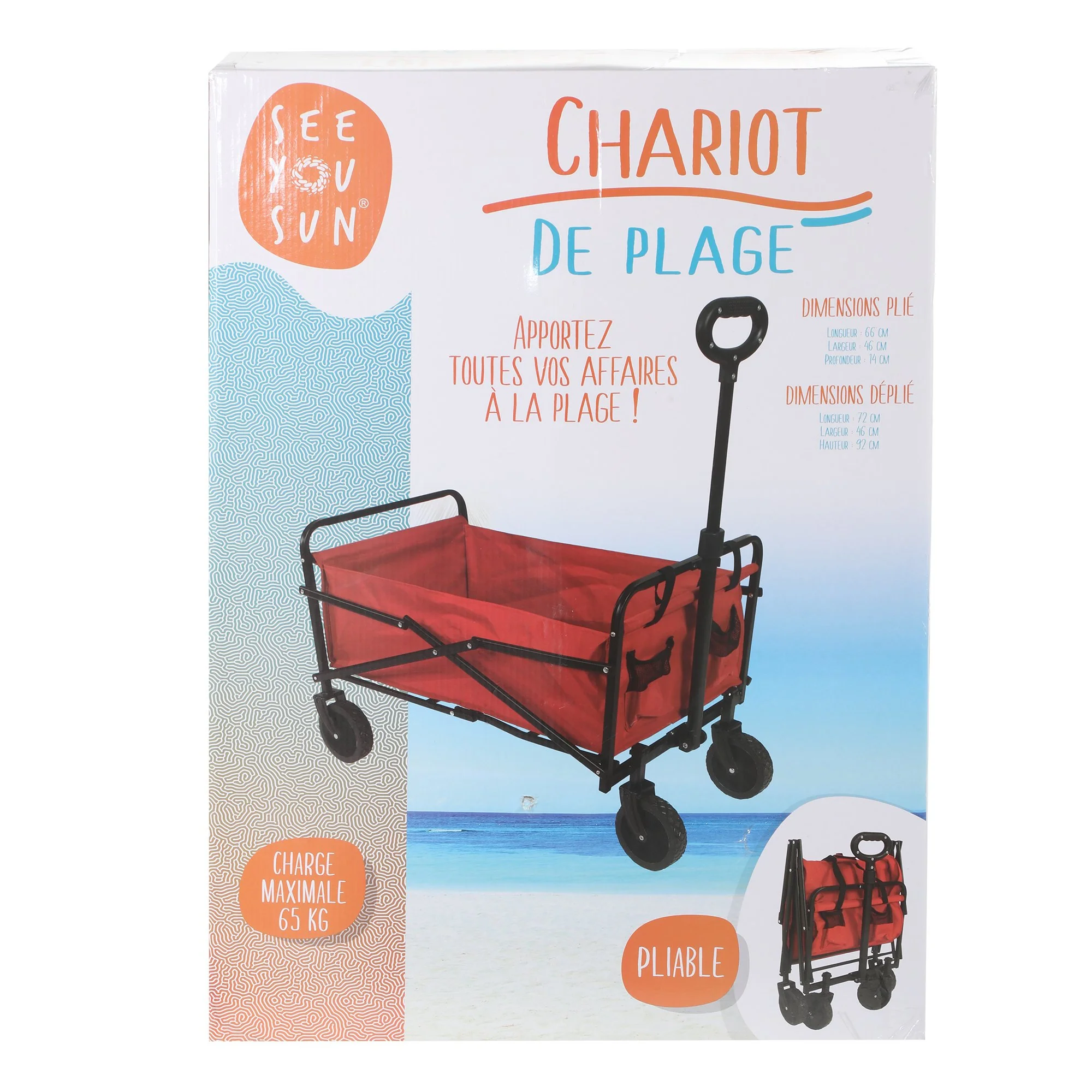 Chariot de plage rouge - Image 3
