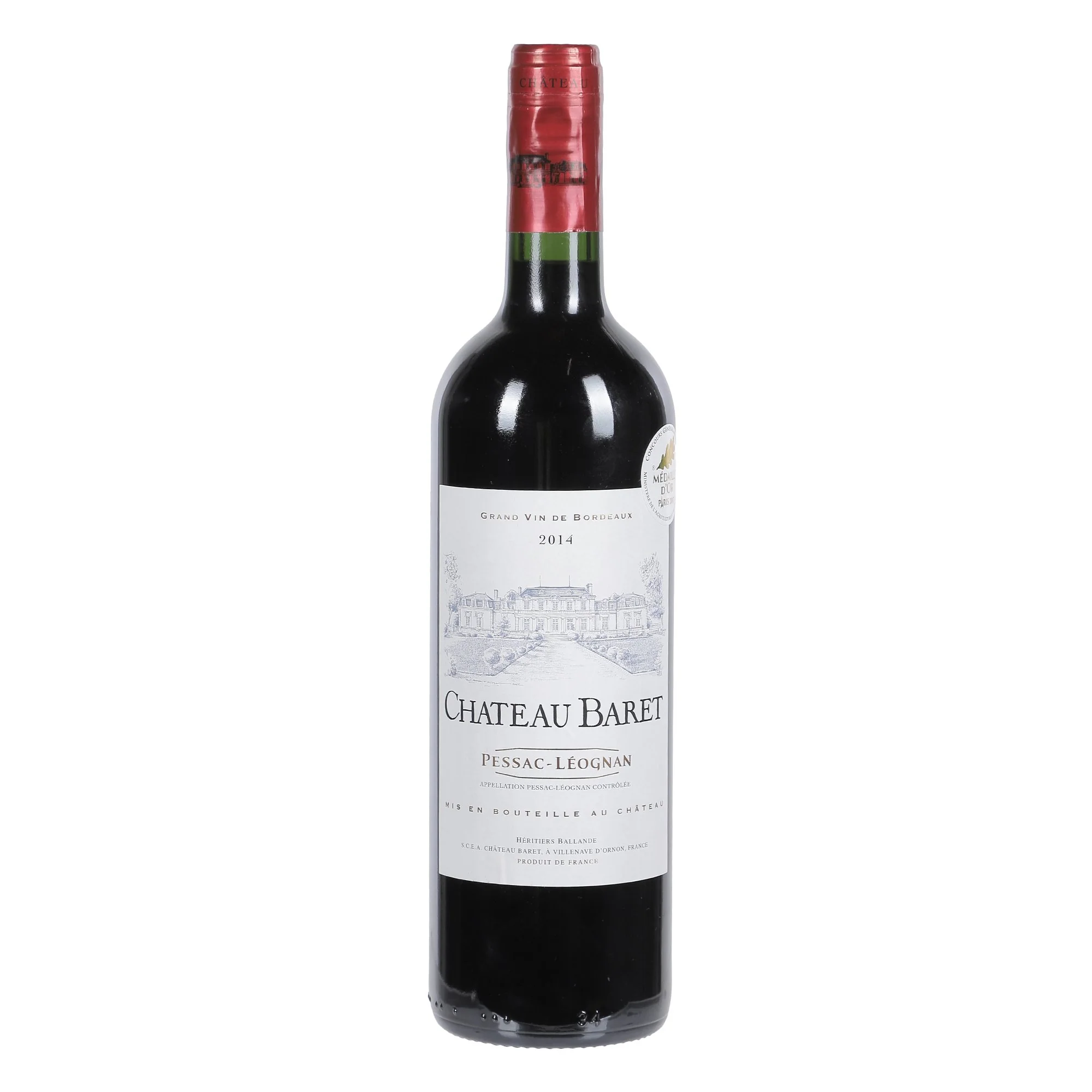 Château Baret Pessac Leognan AOP 2014 Médaille d'or