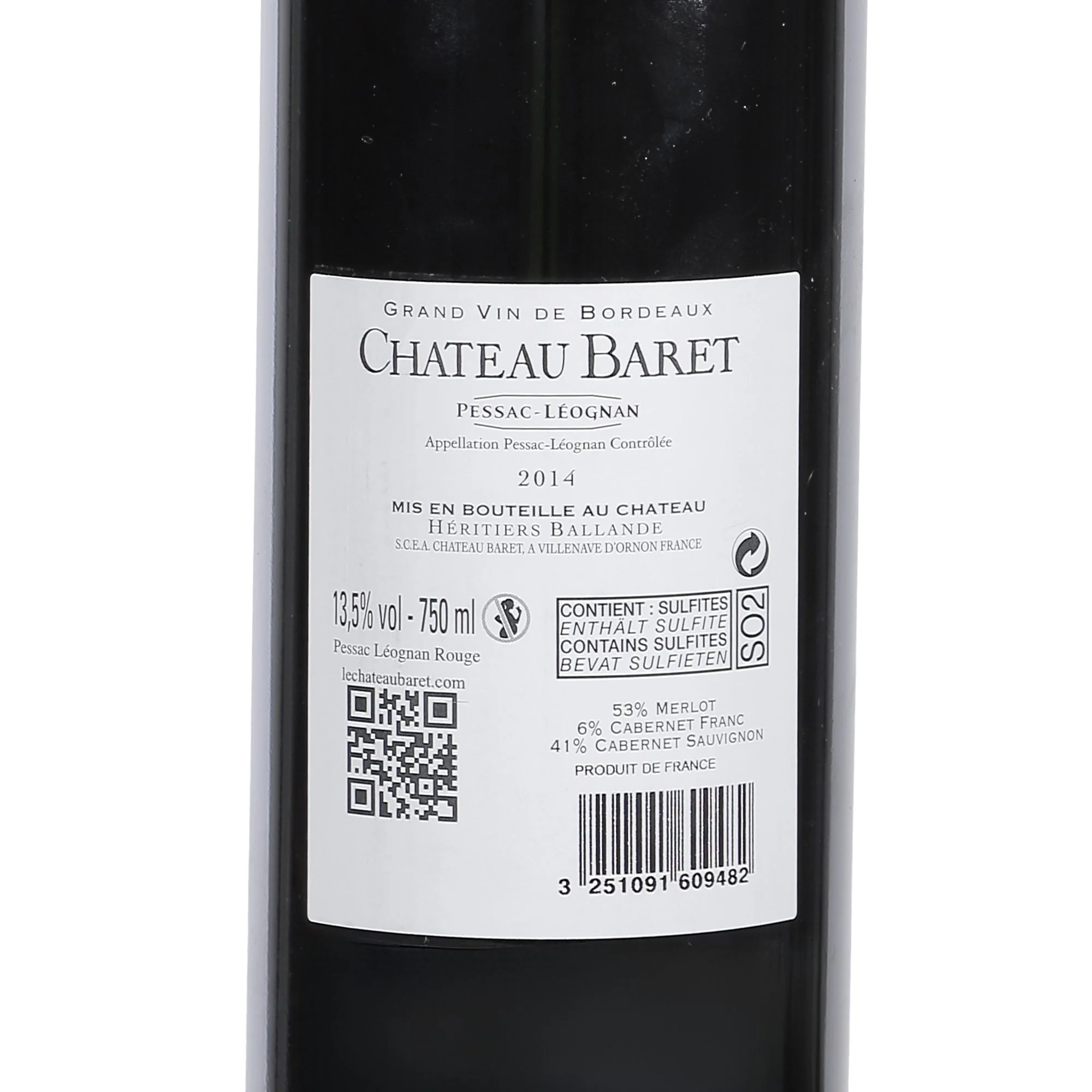 Château Baret Pessac Leognan AOP 2014 Médaille d'or - Image 3