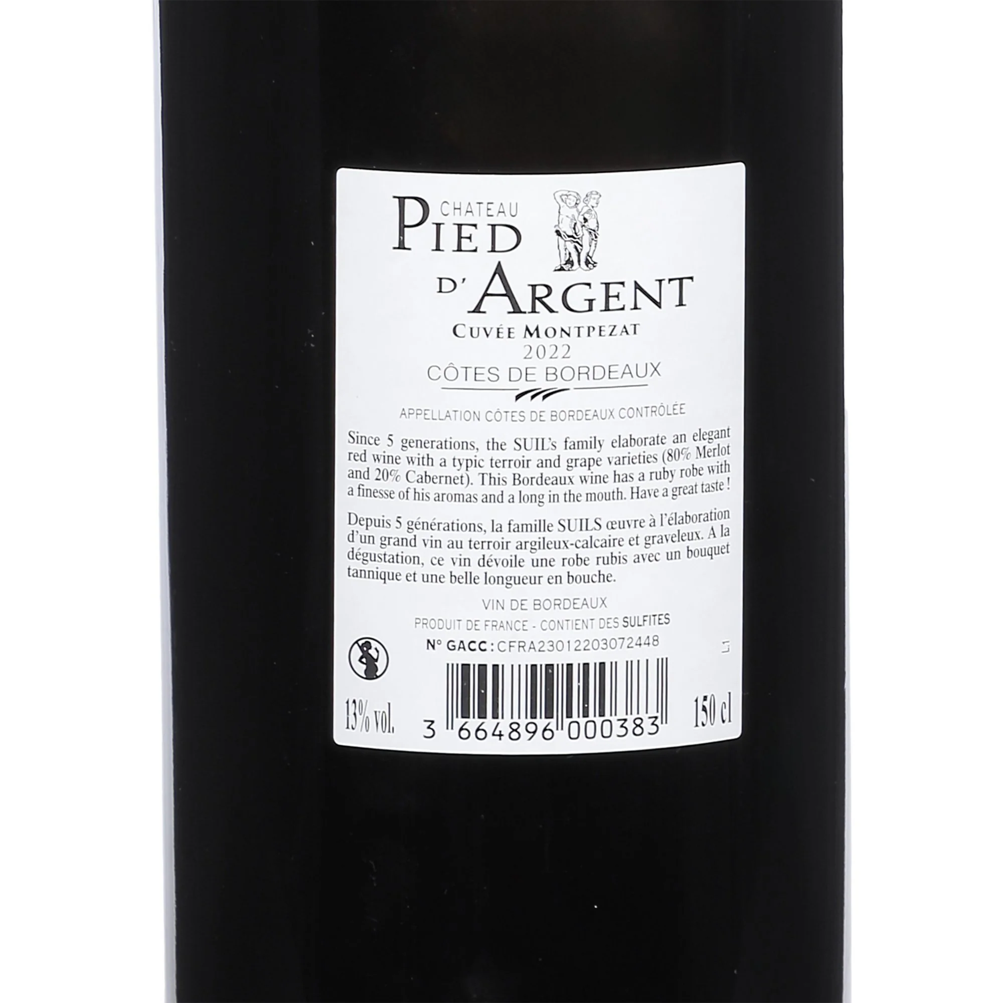CHATEAU PIED D'ARGENT AOC COTES DE BORDEAUX 2022 13% - Image 3