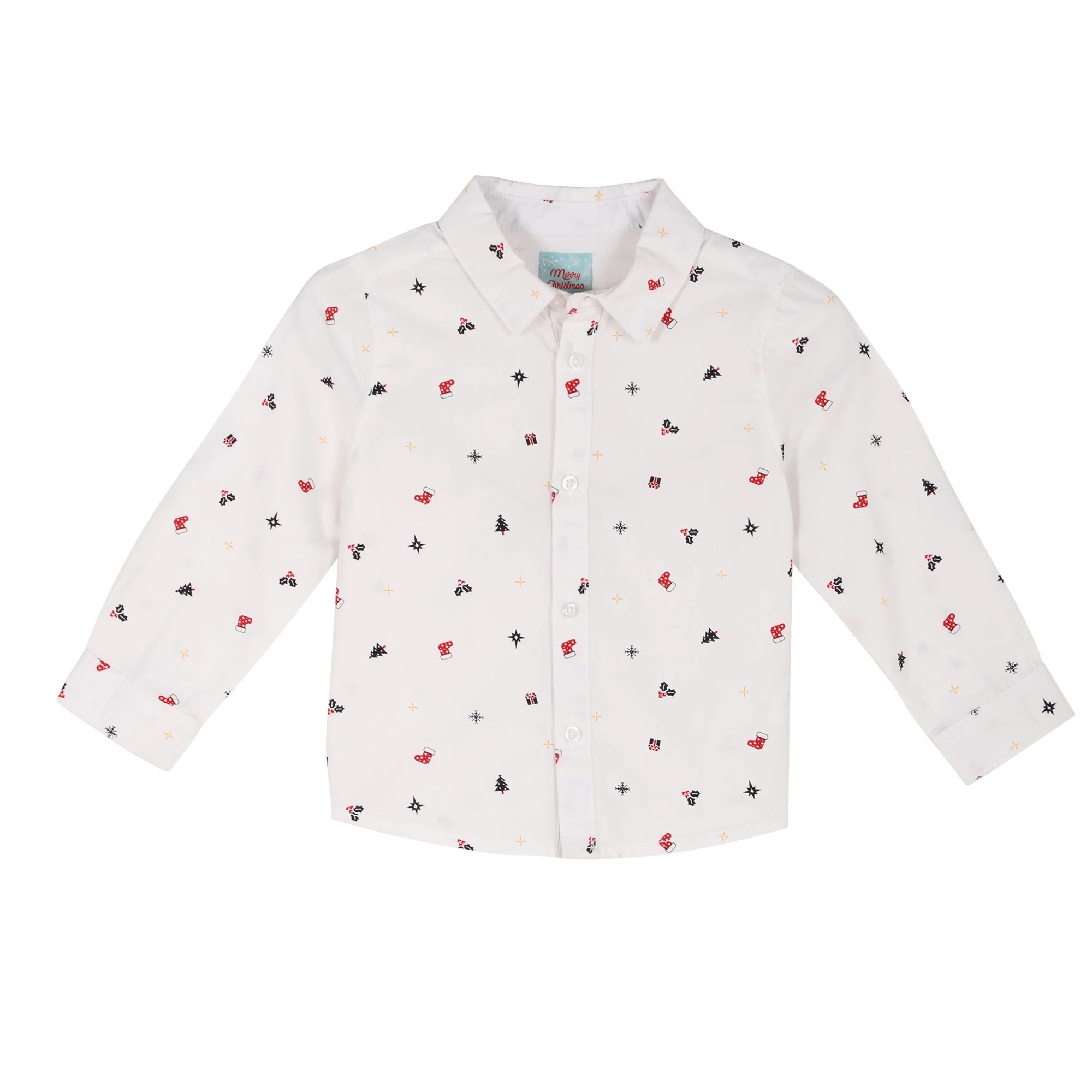 Chemise de Noël manches longues 3/36 mois - Blanc