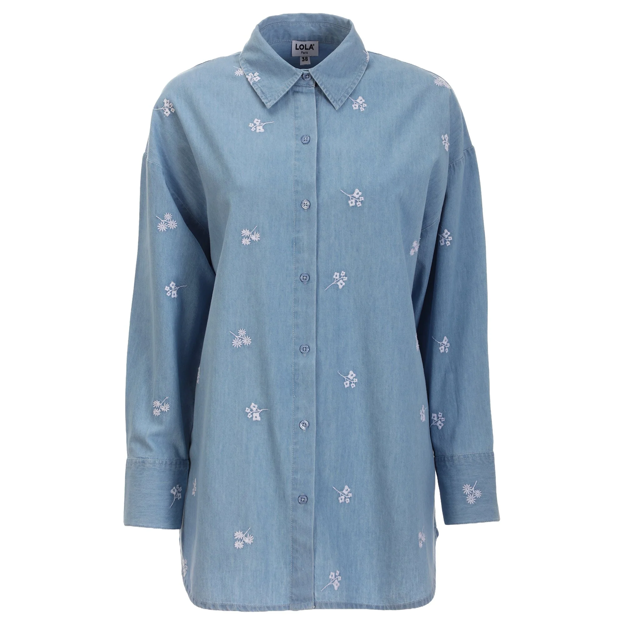 Chemise en jean avec broderies