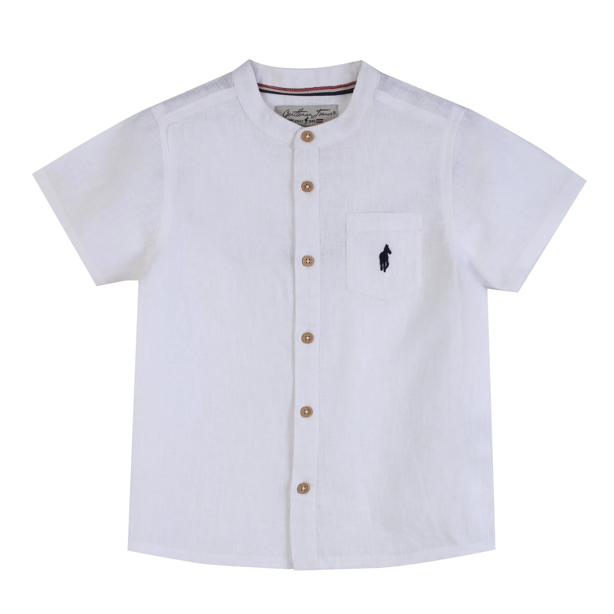 Chemise en lin manche courte - Blanc