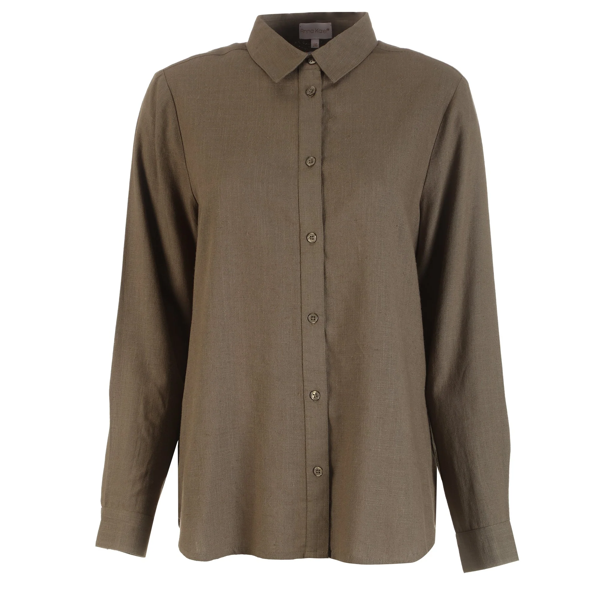 Chemise en lin mélangé  - Kaki