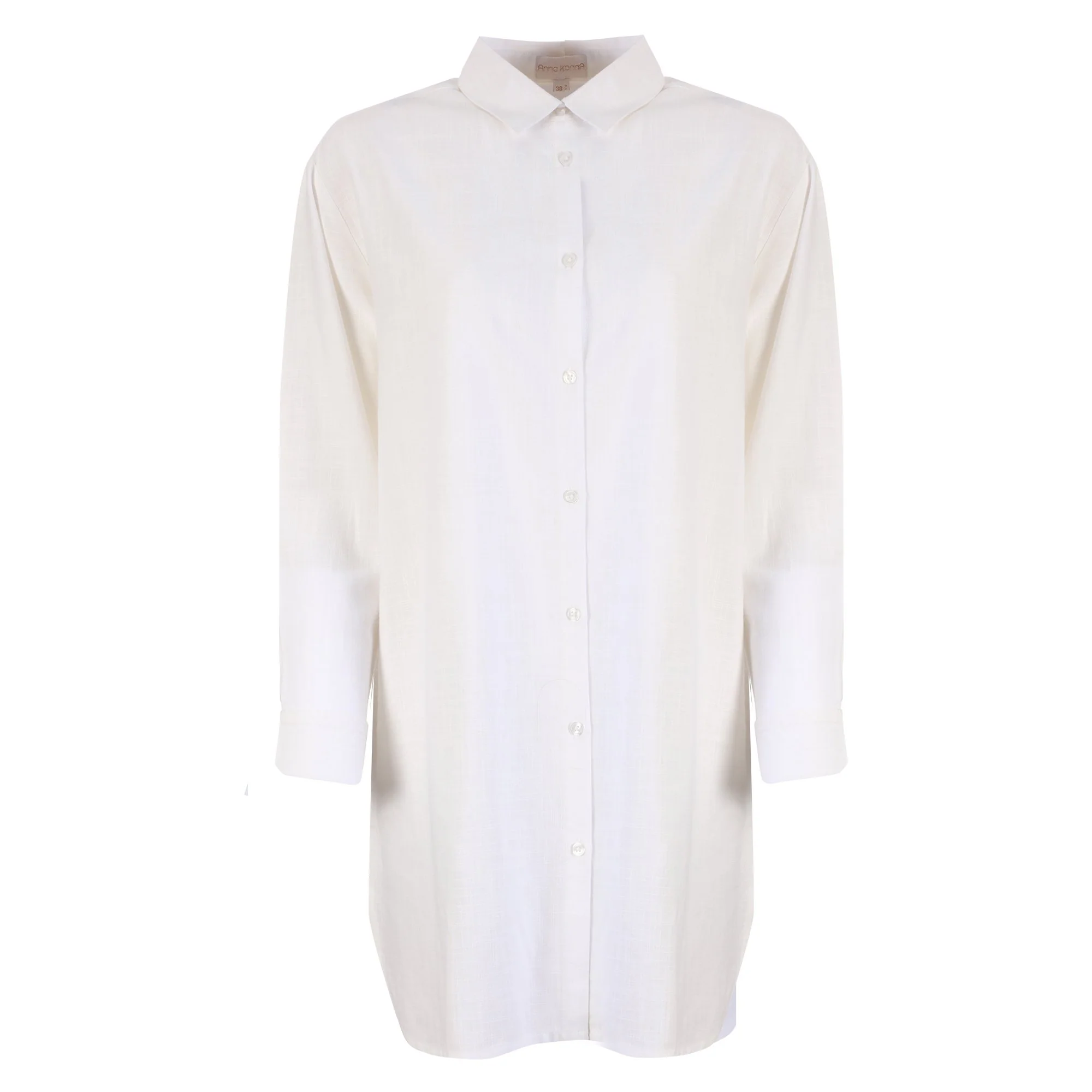 Chemise longue en lin mélangé  - Blanc