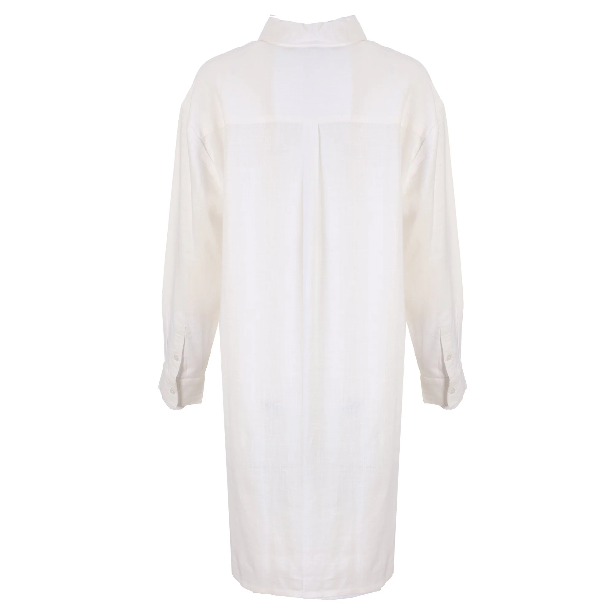 Chemise longue en lin mélangé  - Blanc - Image 2
