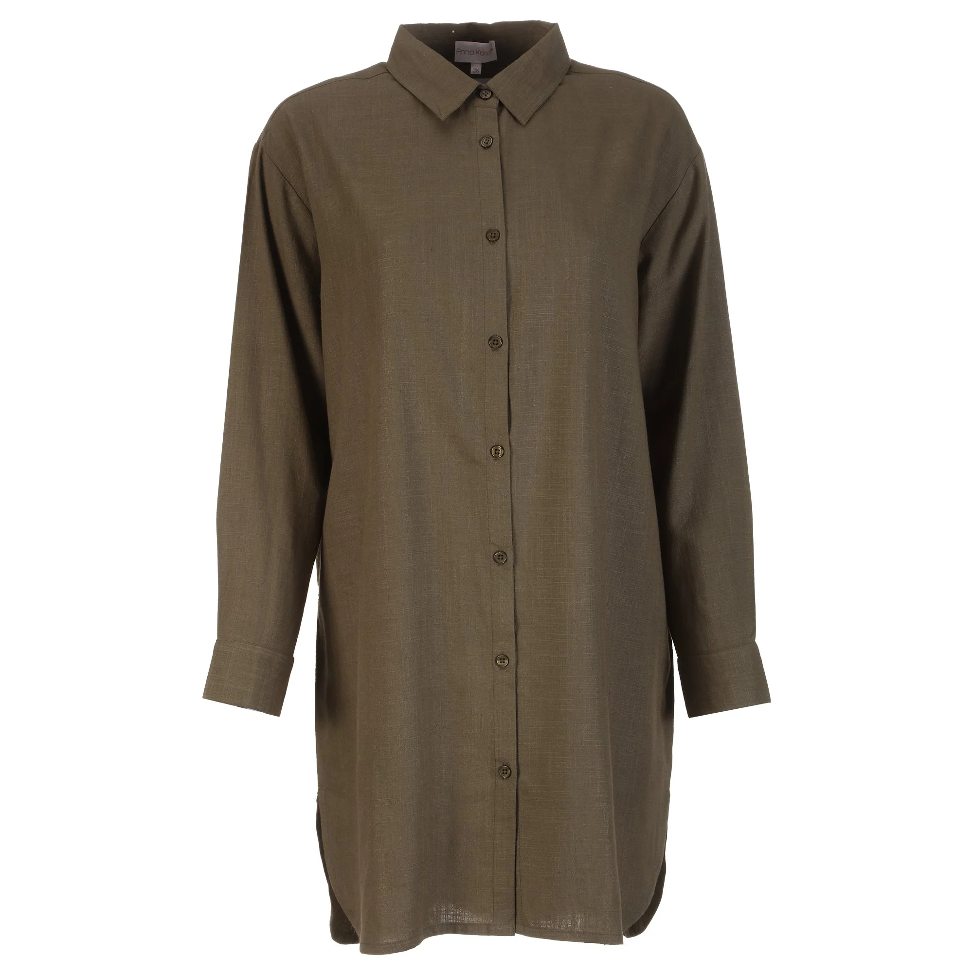 Chemise longue en lin mélangé  - Kaki