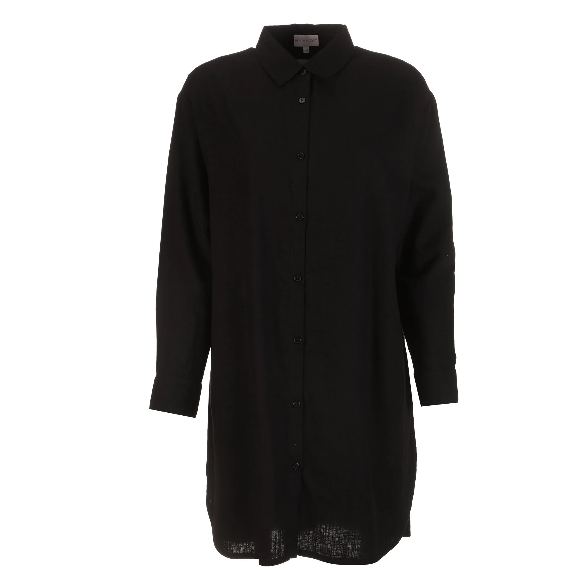 Chemise longue en lin mélangé  - Noir