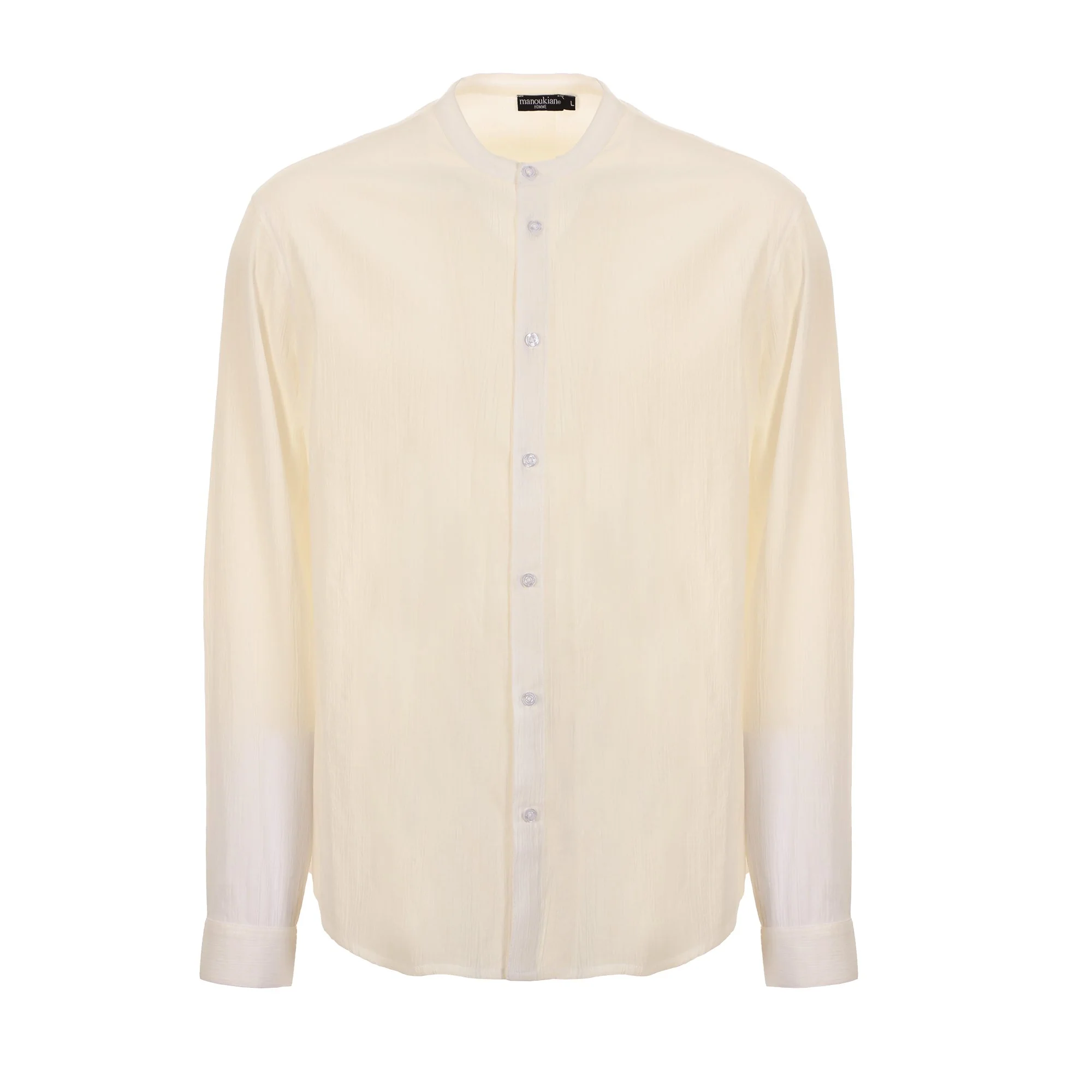 Chemise manche longue col mao - Beige