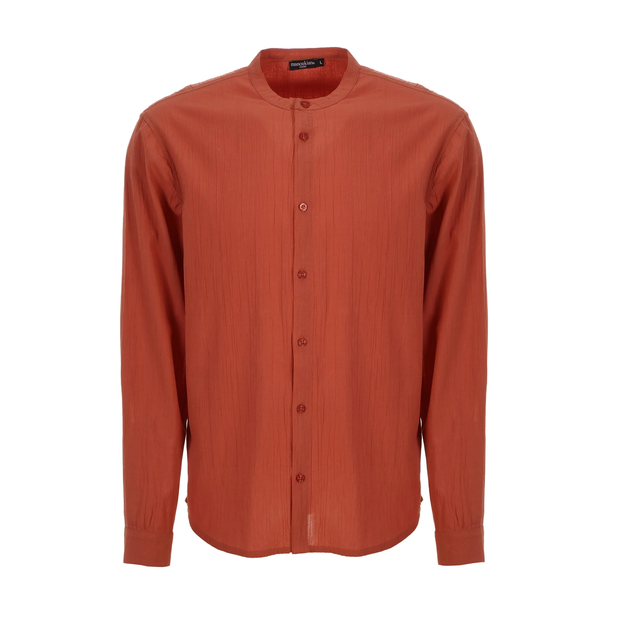 Chemise manche longue col mao - Rouge