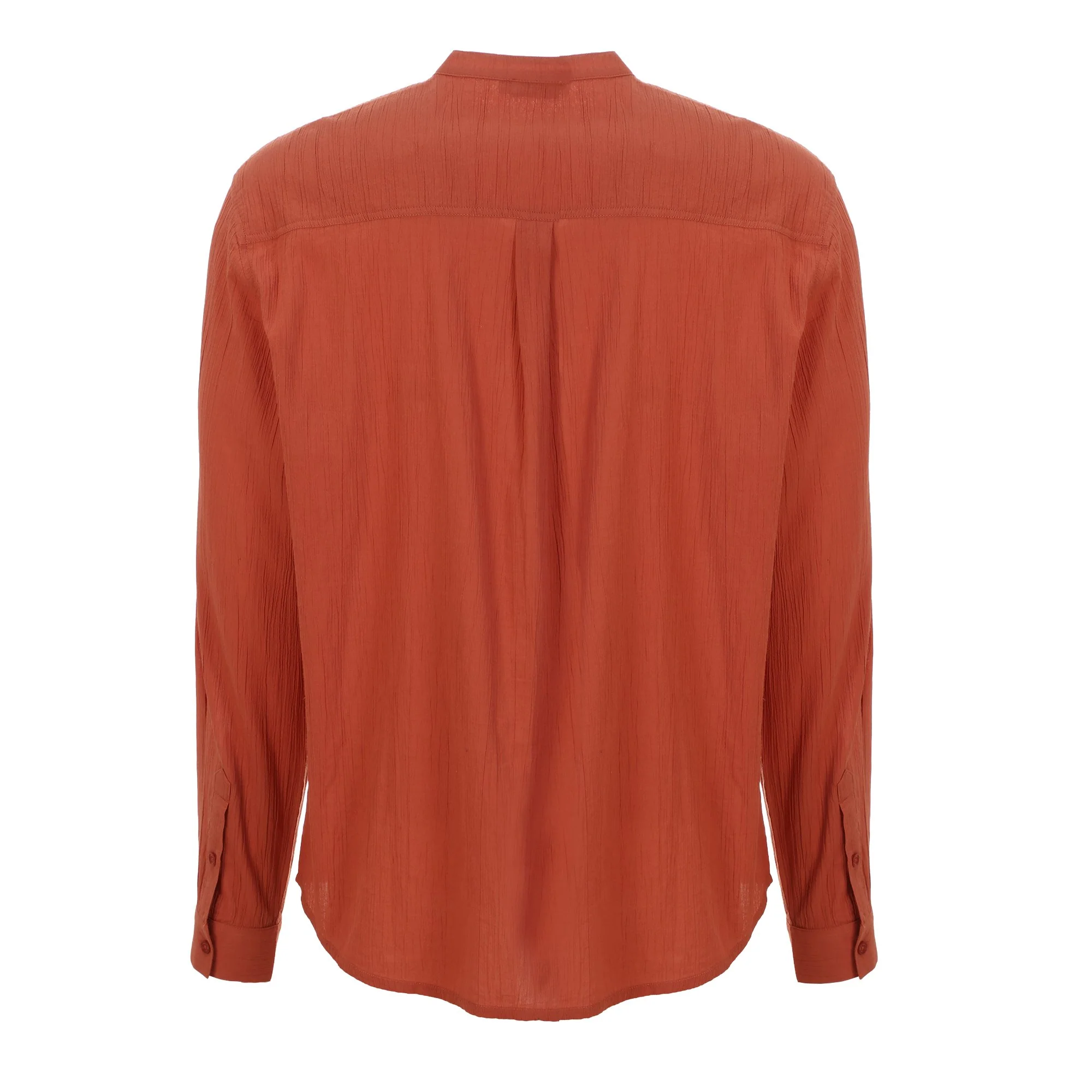 Chemise manche longue col mao - Rouge - Image 2