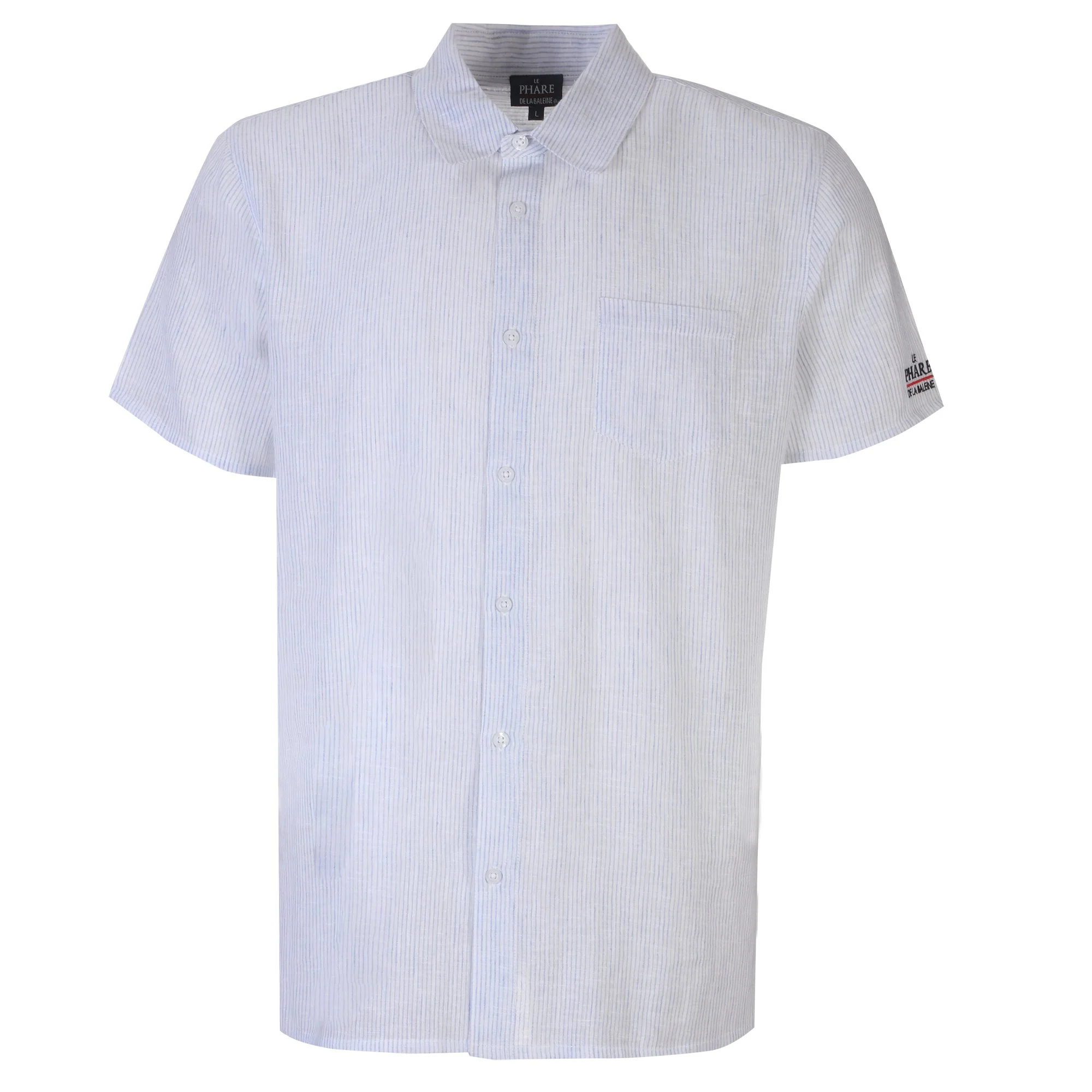 Chemise manches courtes en lin mélangé - Bleu