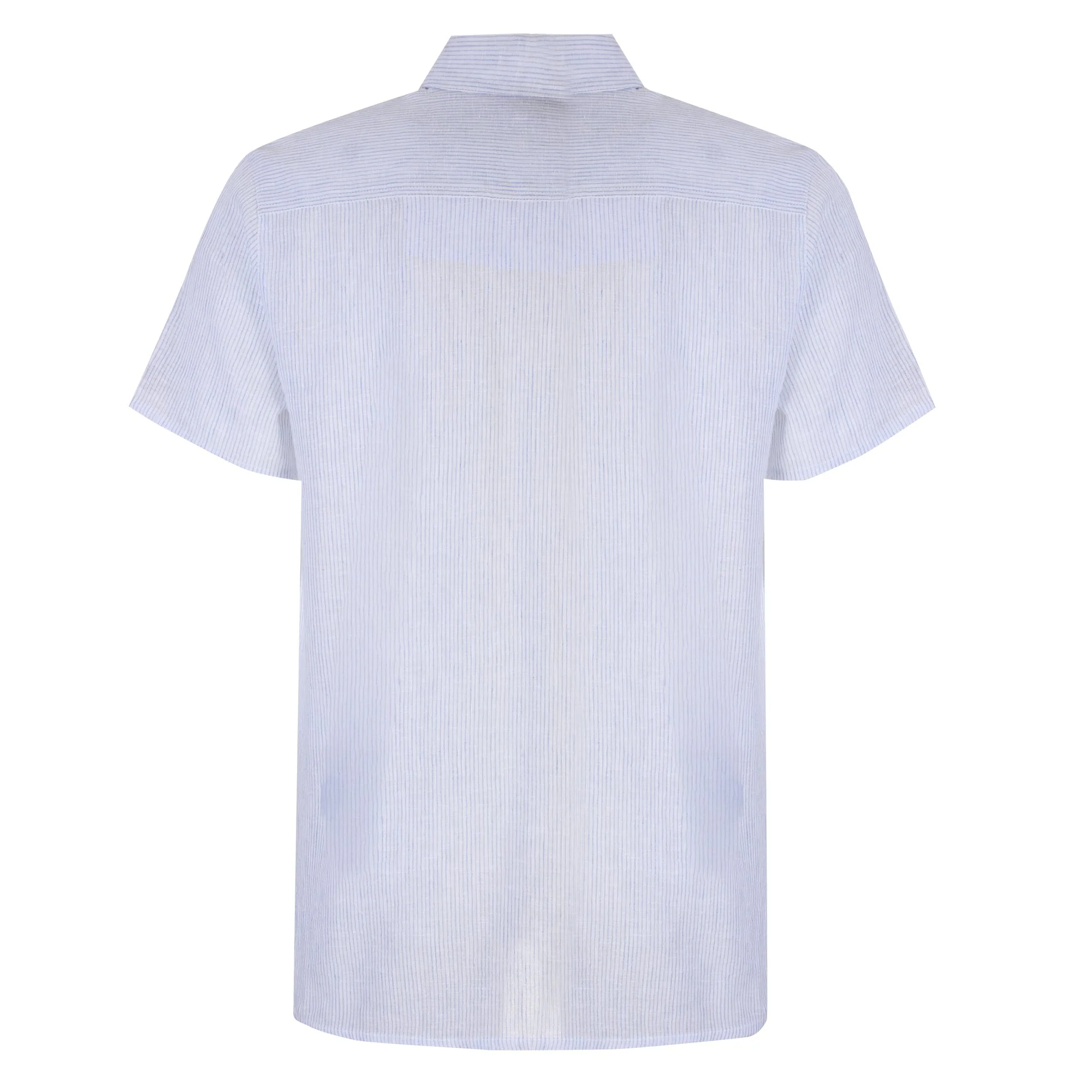 Chemise manches courtes en lin mélangé - Bleu - Image 2
