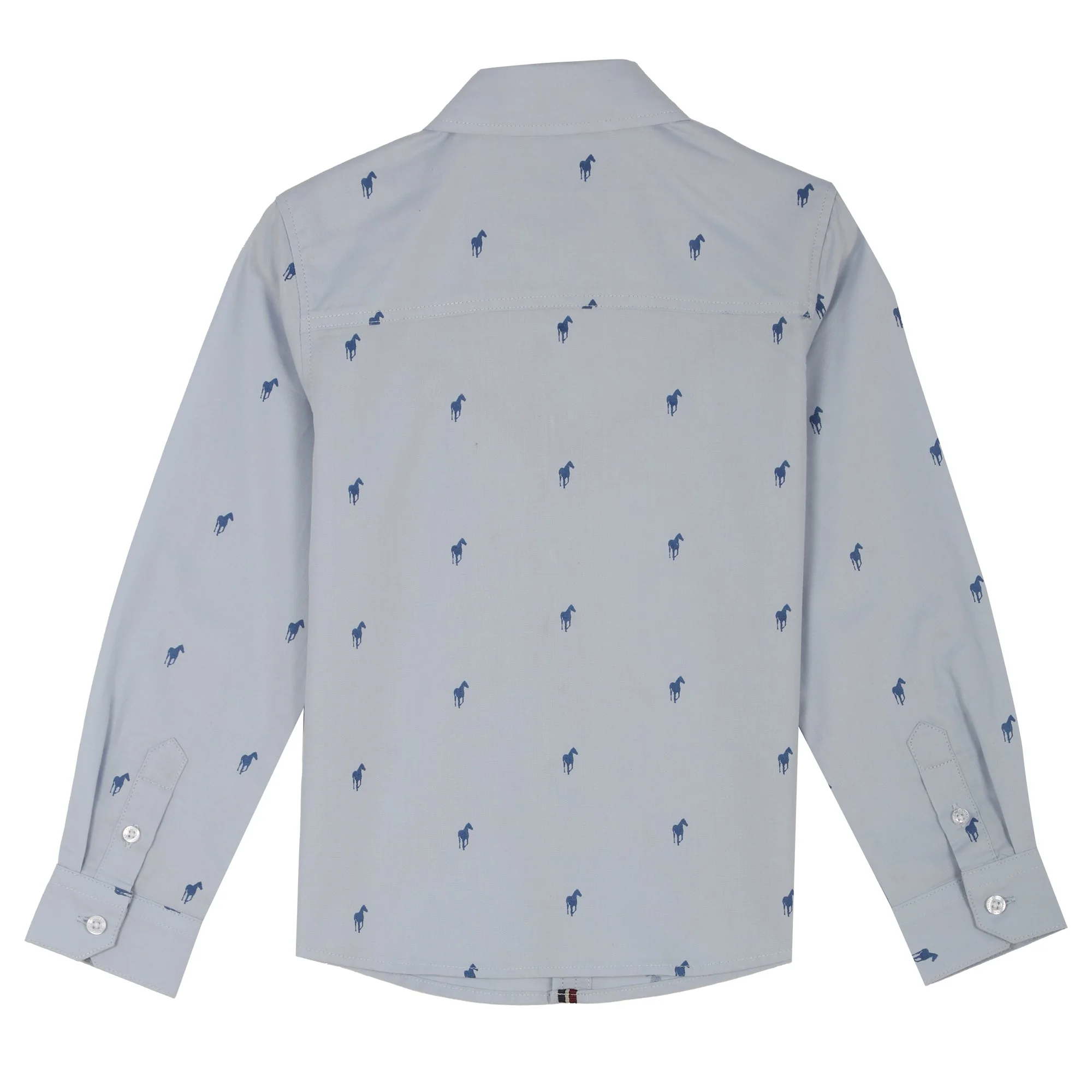 Chemise manches longues avec broderie 3/12 ans - Bleu foncé - Image 2