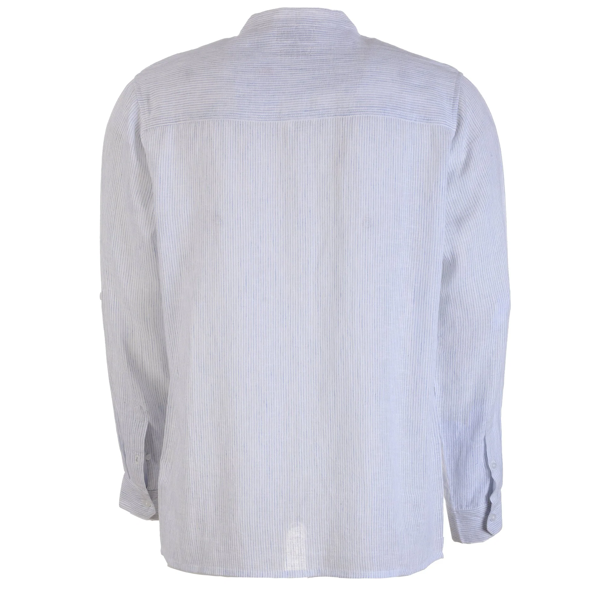 Chemise manches longues col mao lin et coton  - Blanc - Image 2