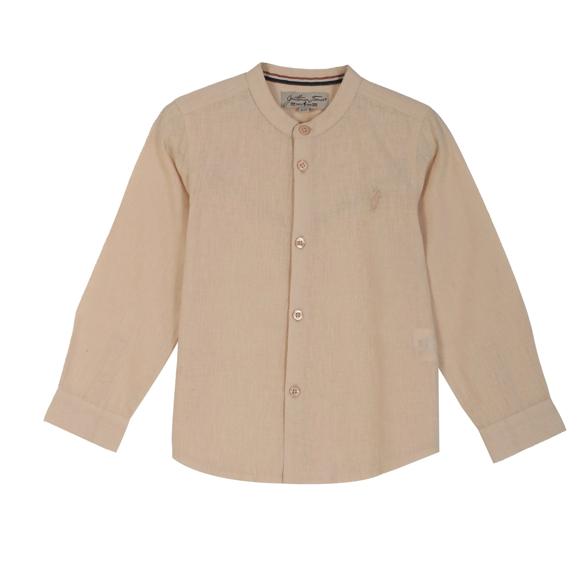 Chemise manches longues lin 3/12 ans - Beige