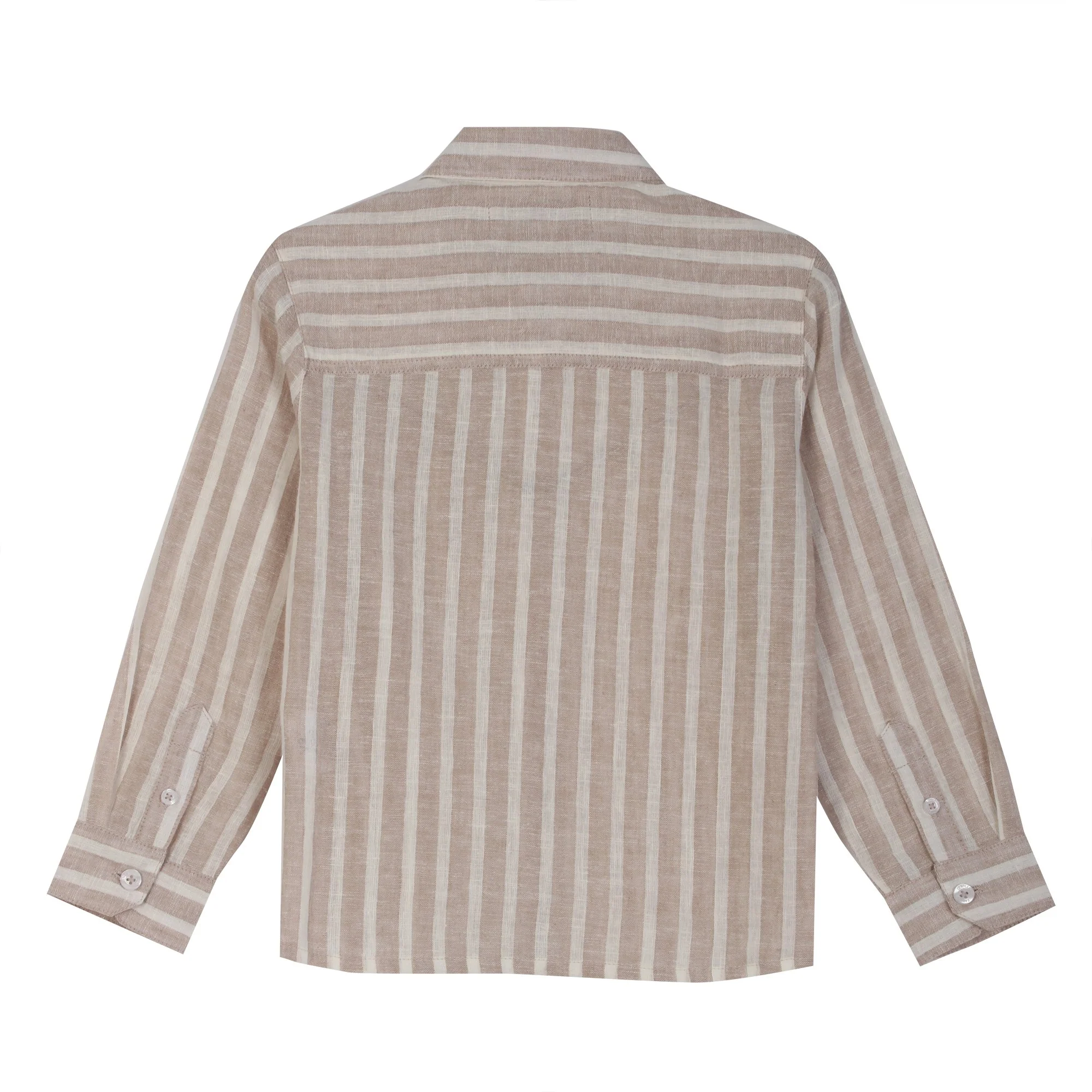 Chemise manches longues lin 3/12 ans  - Beige - Image 2
