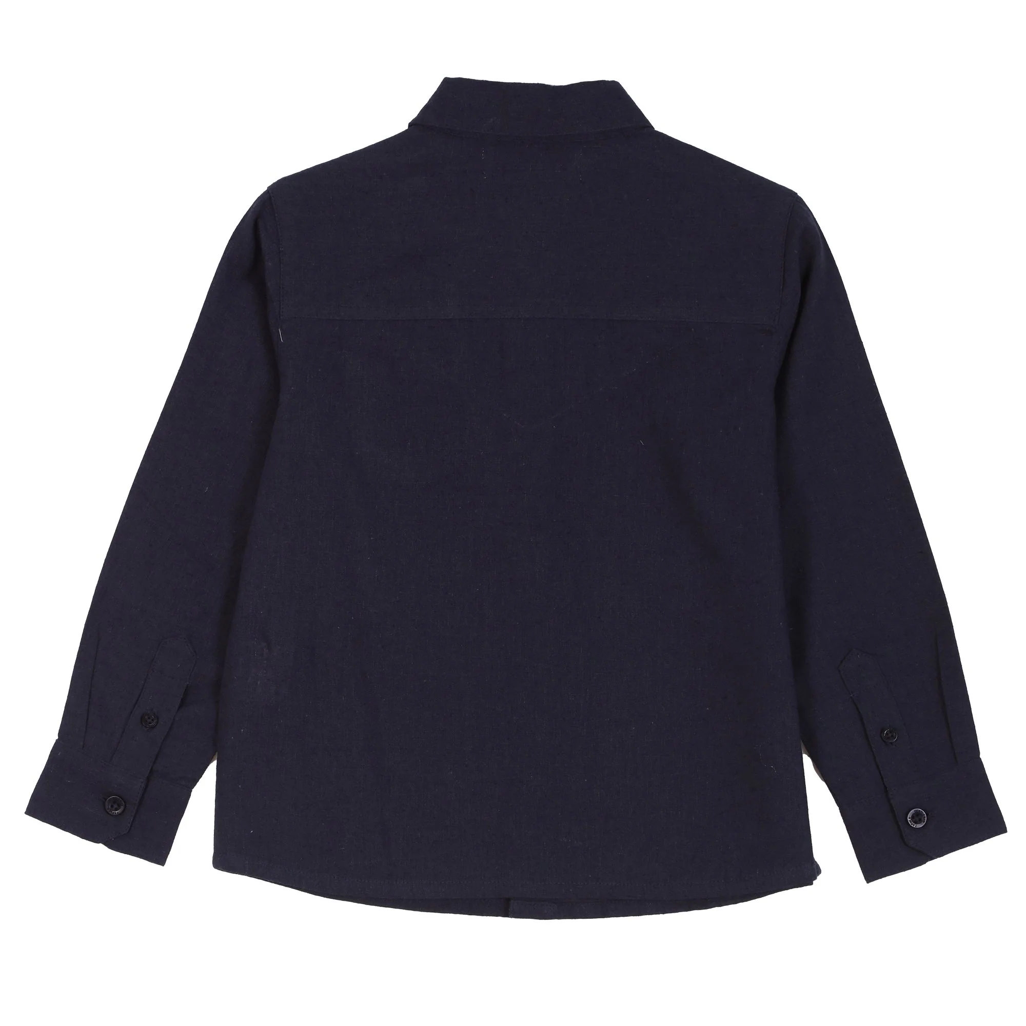 Chemise manches longues lin 3/12 ans  - Bleu foncé - Image 2