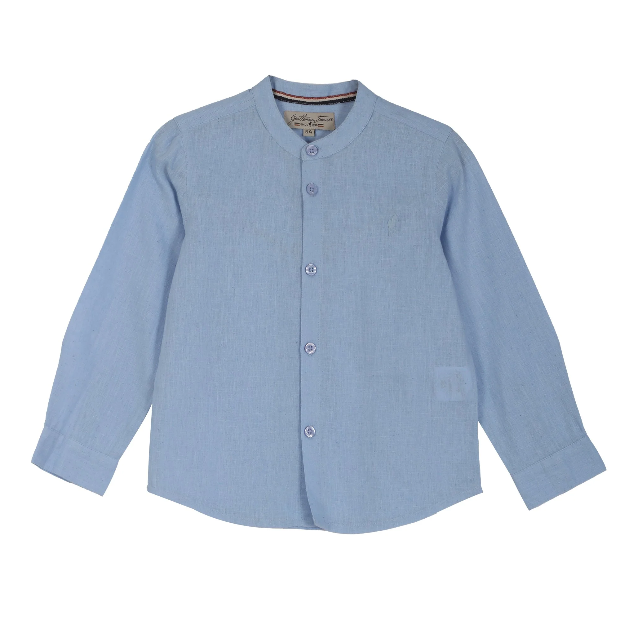 Chemise manches longues lin 3/12 ans  - Bleu