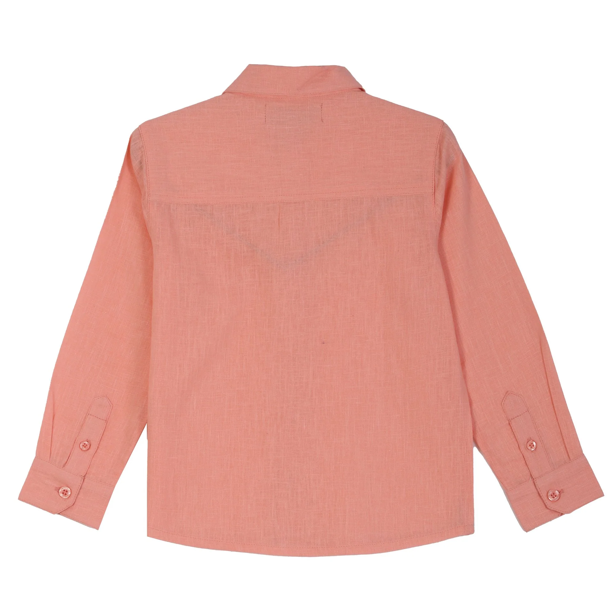 Chemise manches longues lin 3/12 ans  - Orange - Image 2