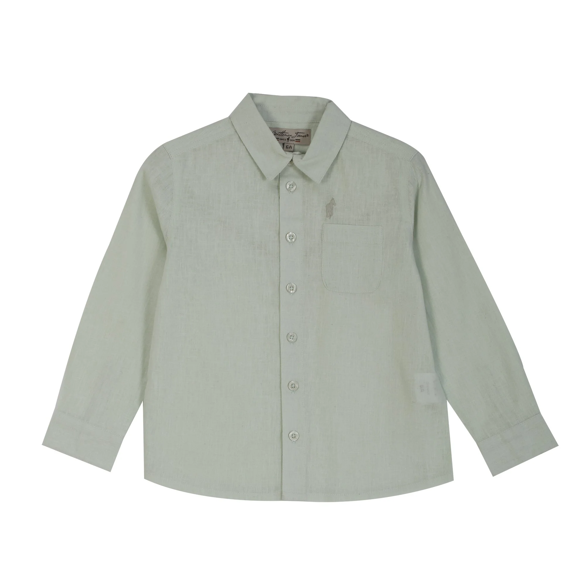 Chemise manches longues lin 3/12 ans  - Vert