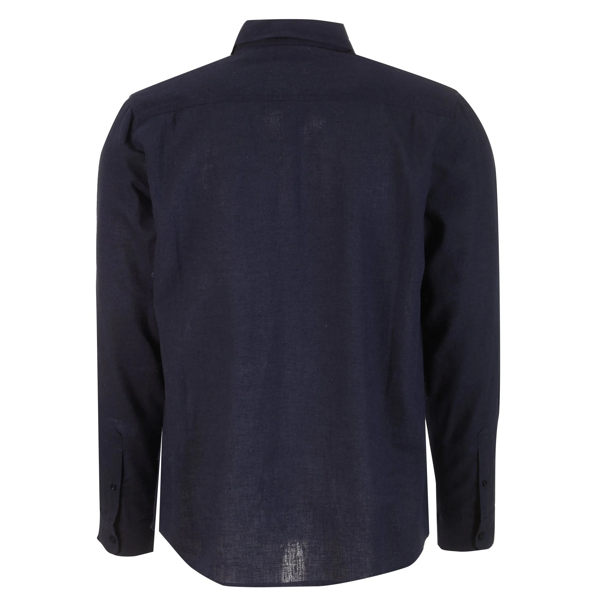 Chemise manches longues lin et coton  - Bleu foncé - Image 2
