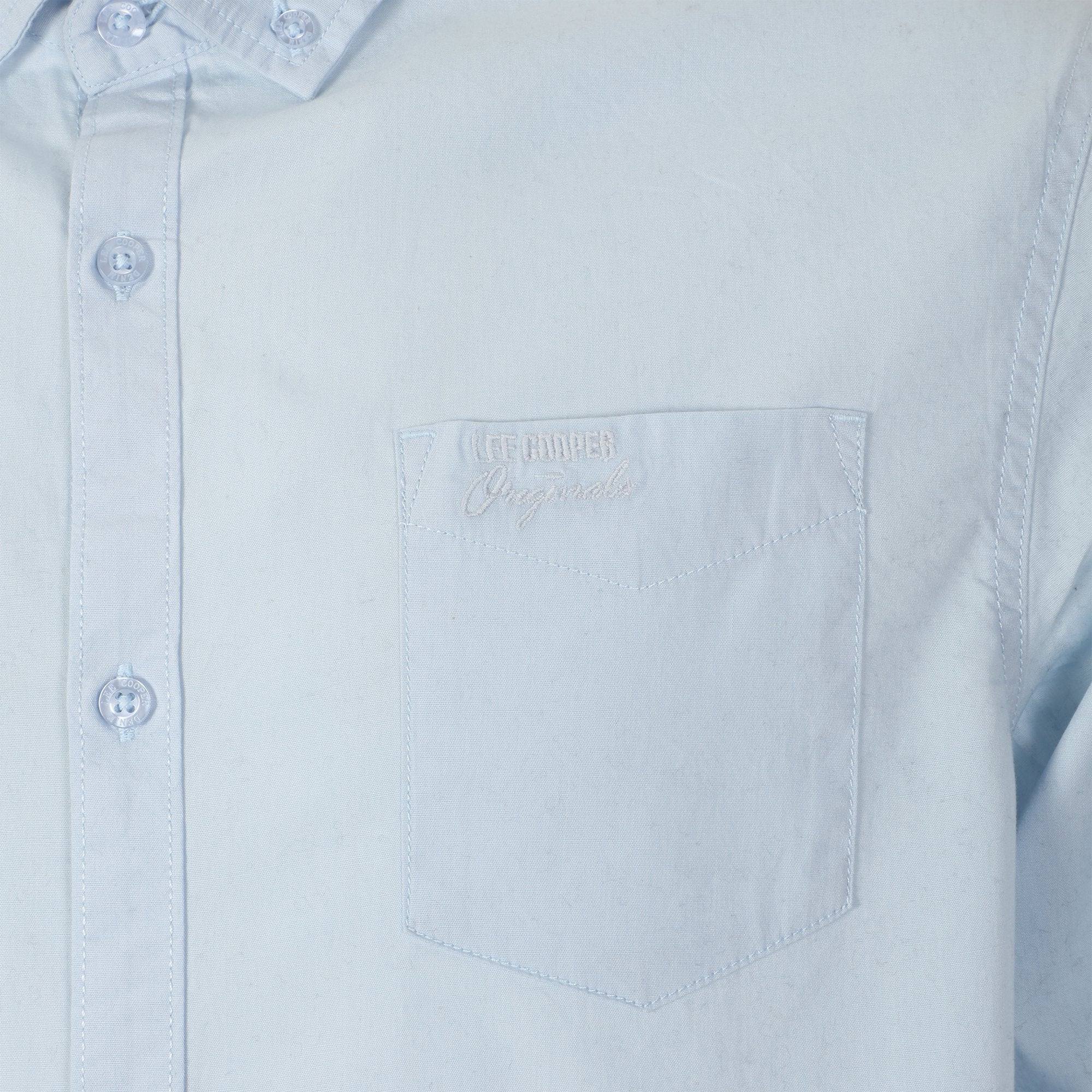 Chemise manches longues unie - Bleu - Image 3