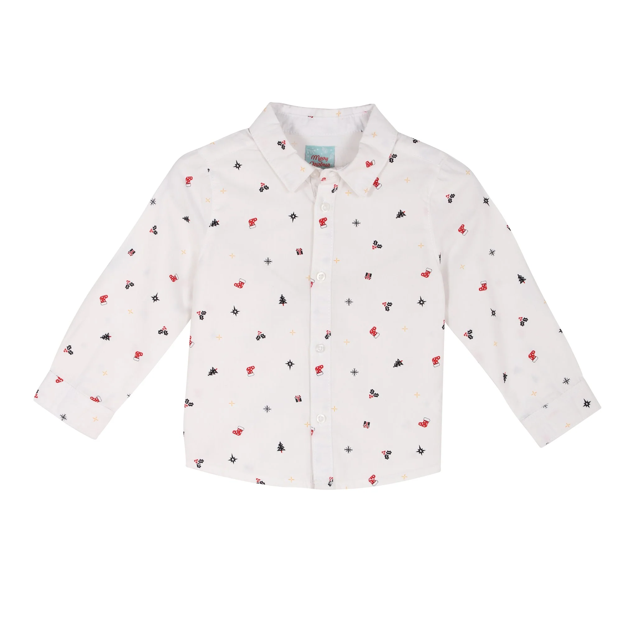 Chemise motifs Noël 3/12 ans - Blanc