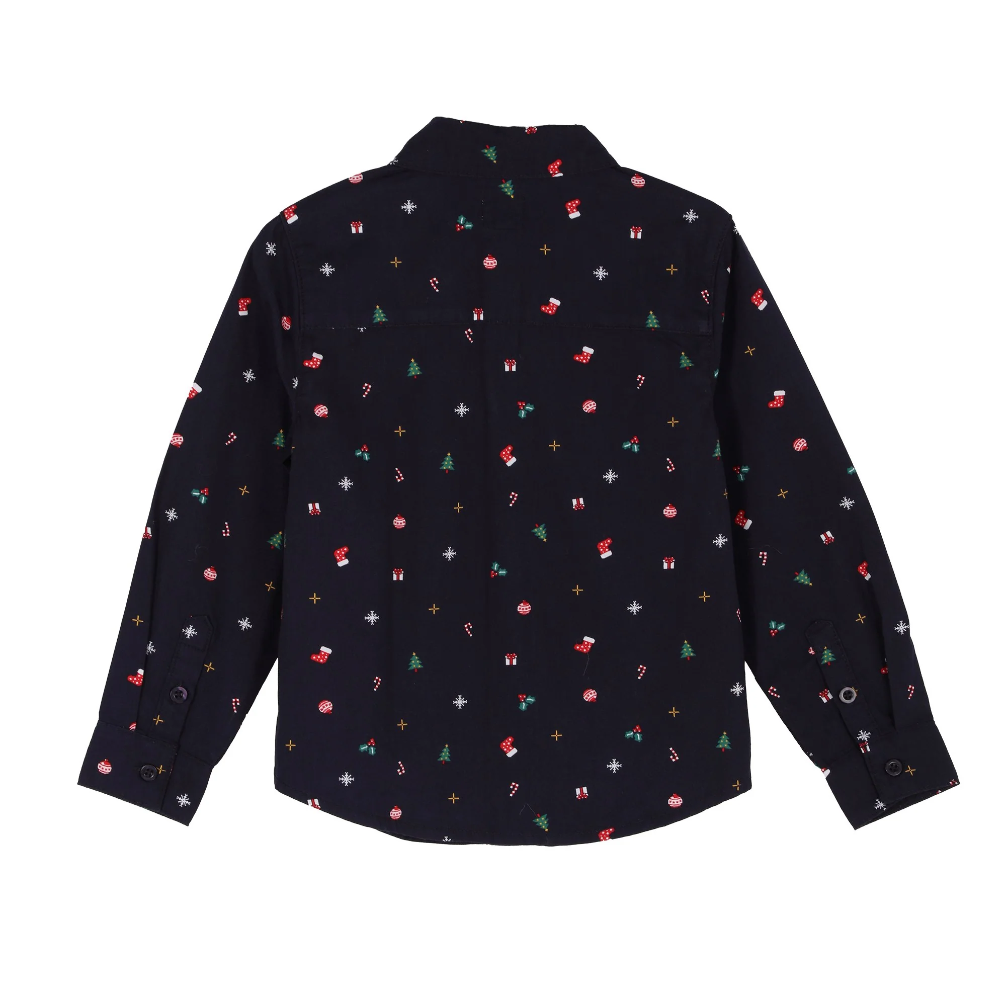 Chemise motifs Noël 3/12 ans - Bleu foncé - Image 2