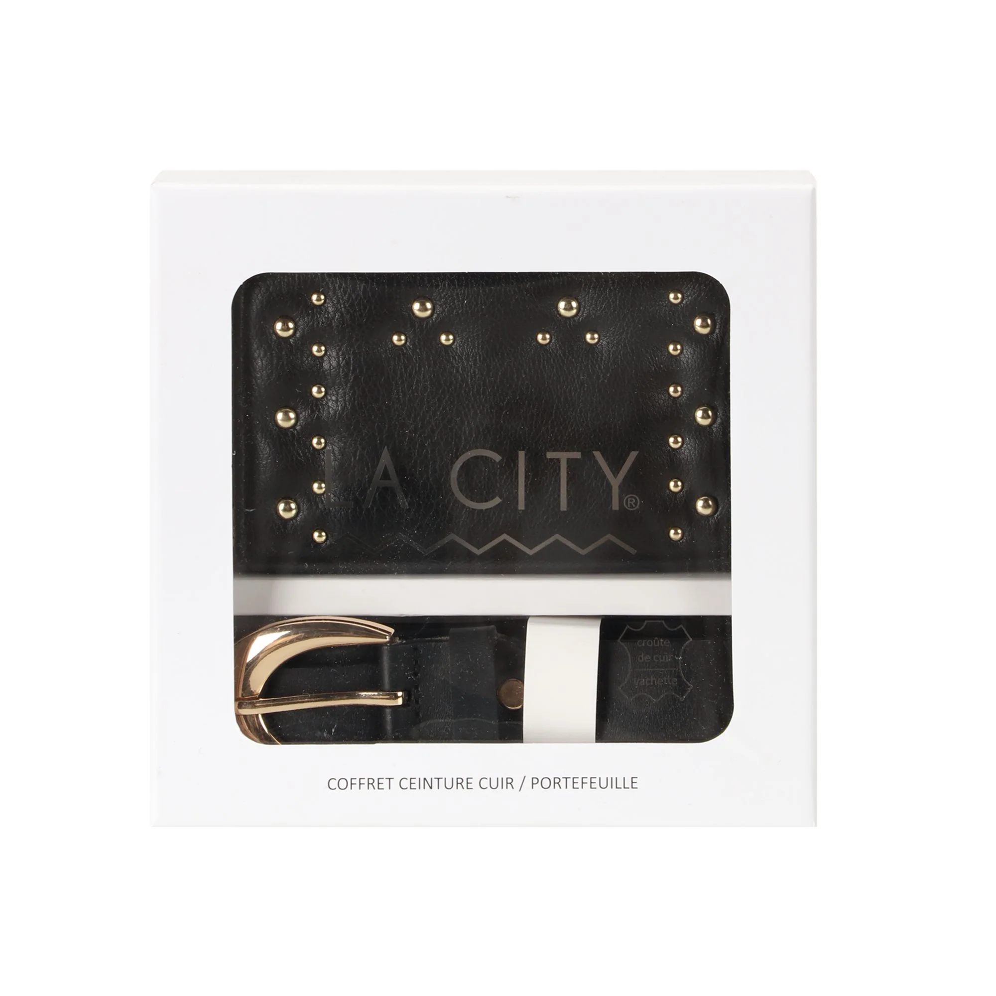 Coffret ceinture en cuir et porte monnaie
