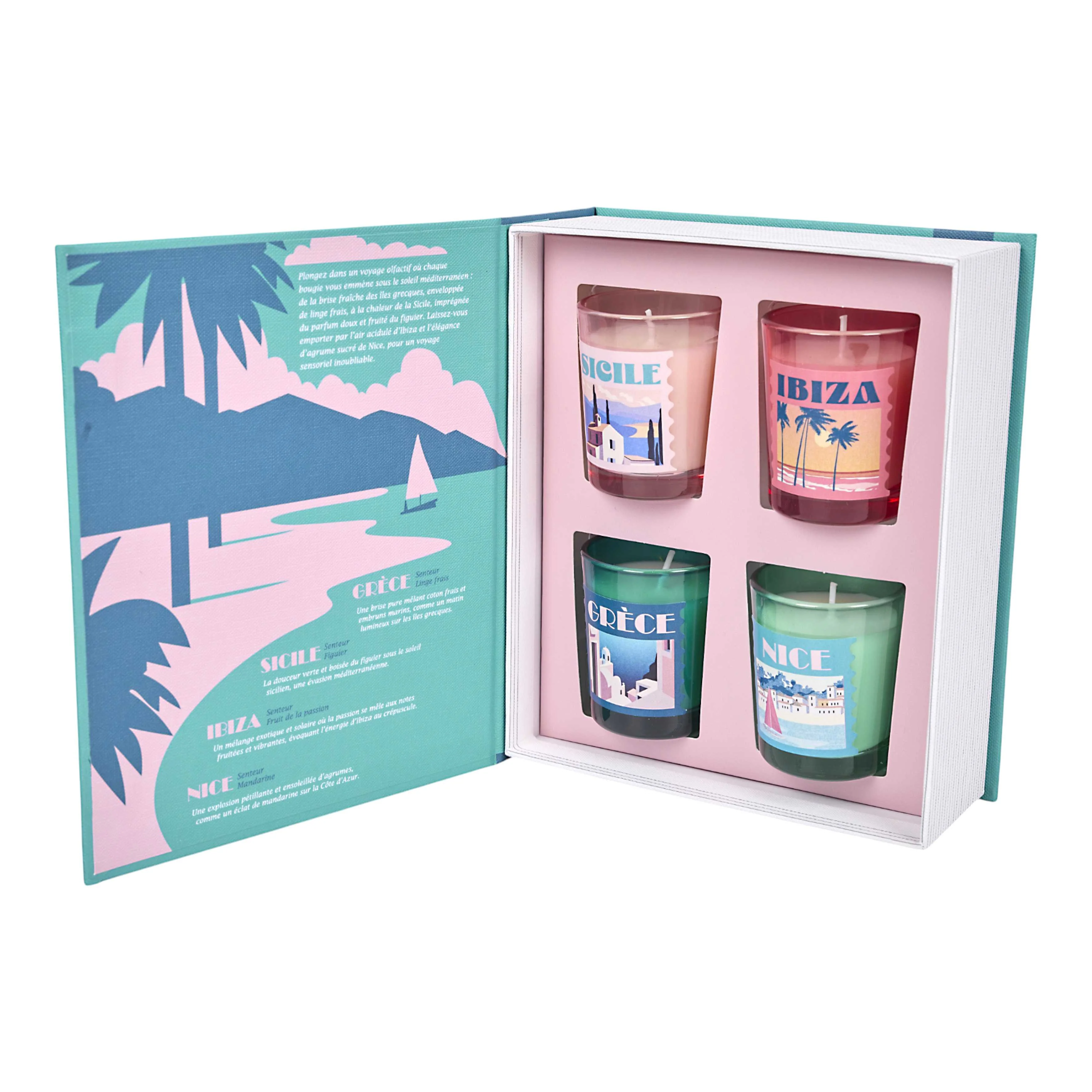 Coffret de 4 bougies parfumées format voyage