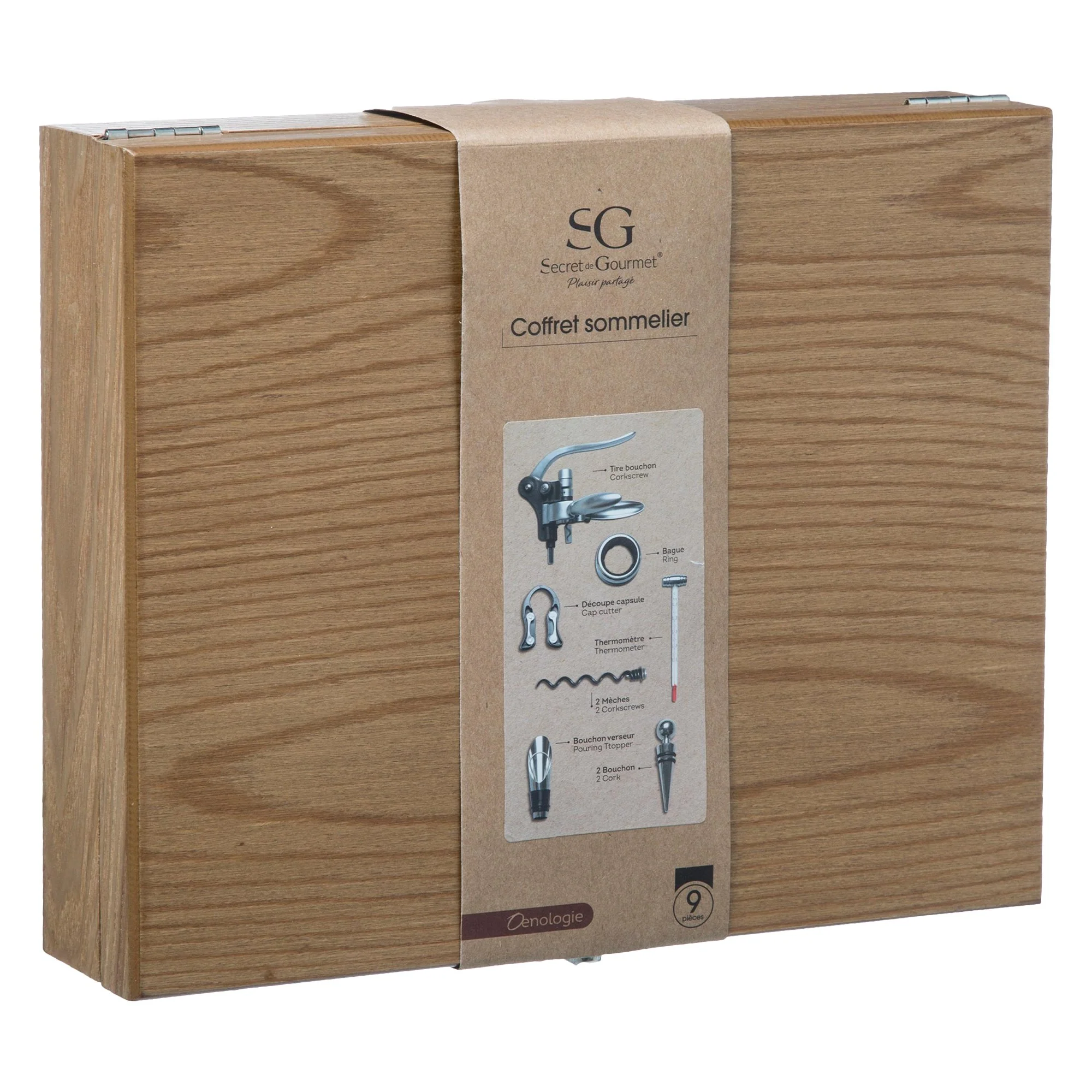 Coffret sommelier en bois 9 pièces - Image 3