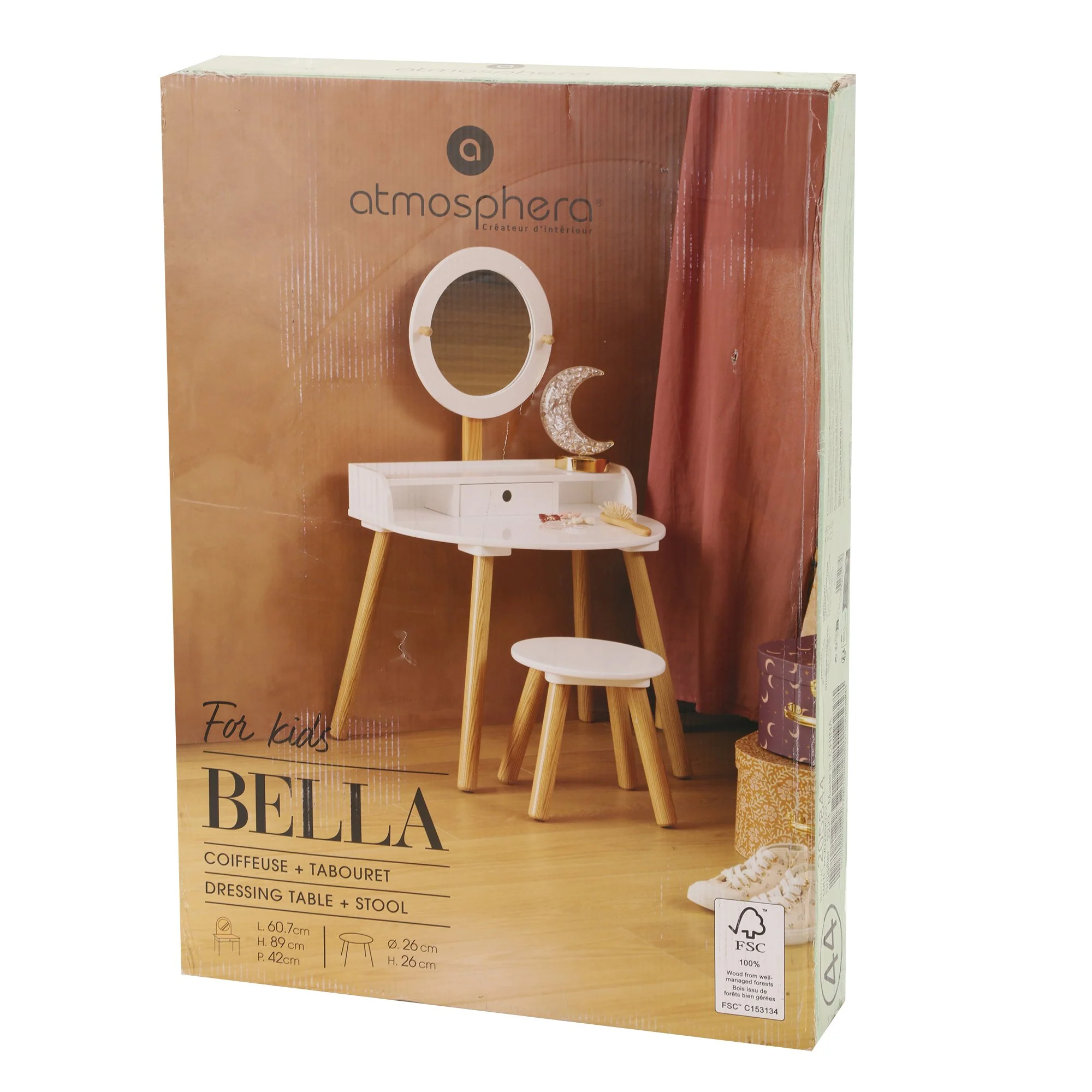 Coiffeuse et tabouret Bella