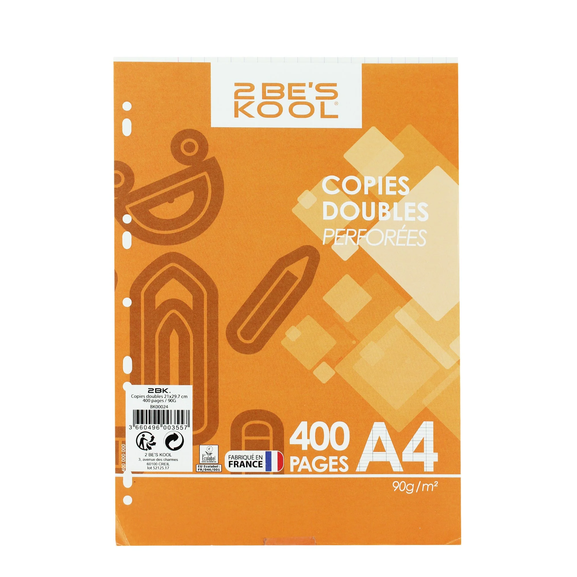 Copies doubles grands carreaux A4 400 pages