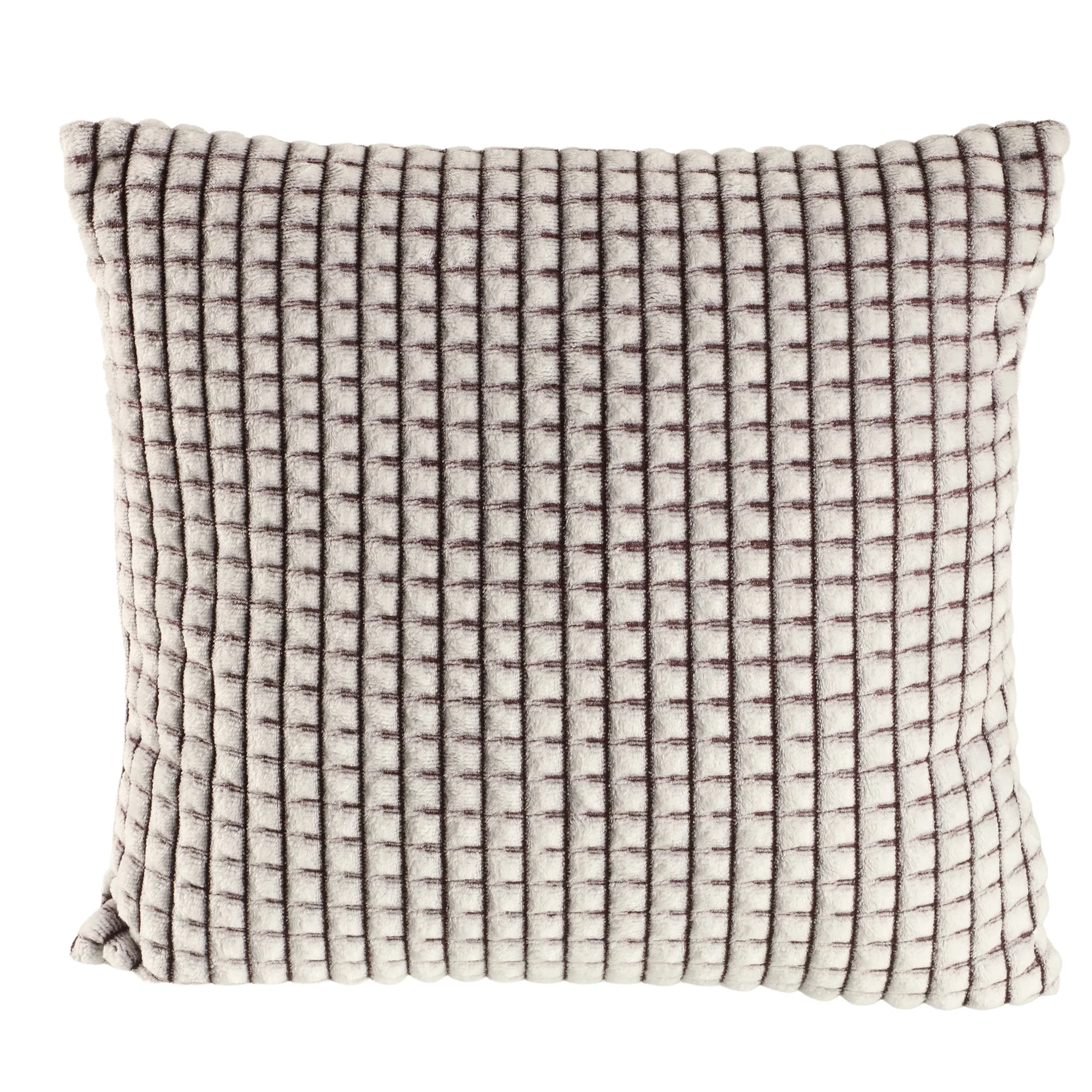 Coussin en flanelle quadrillée 40x40cm - Marron