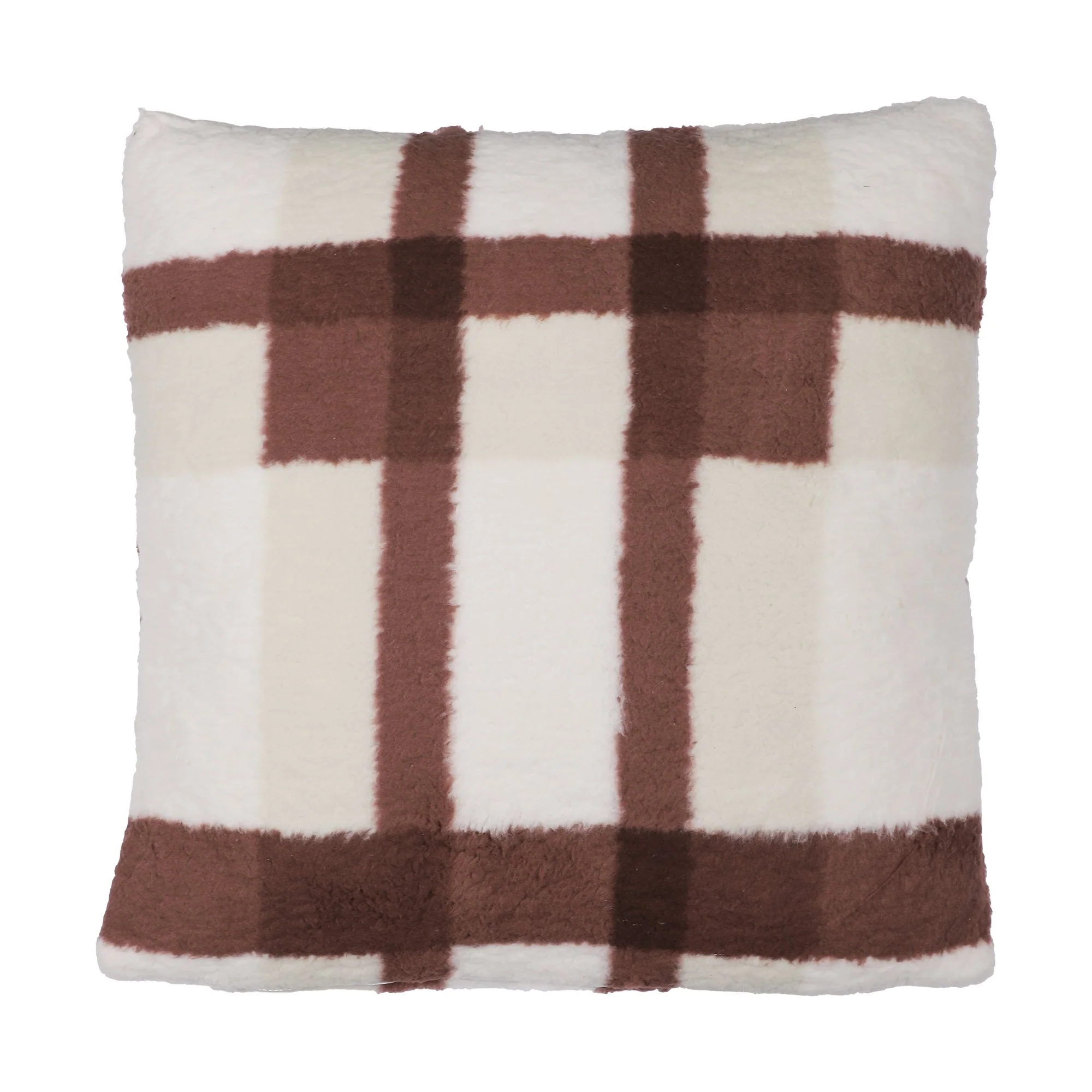 Coussin sherpa imprimé à carreaux  - Vert