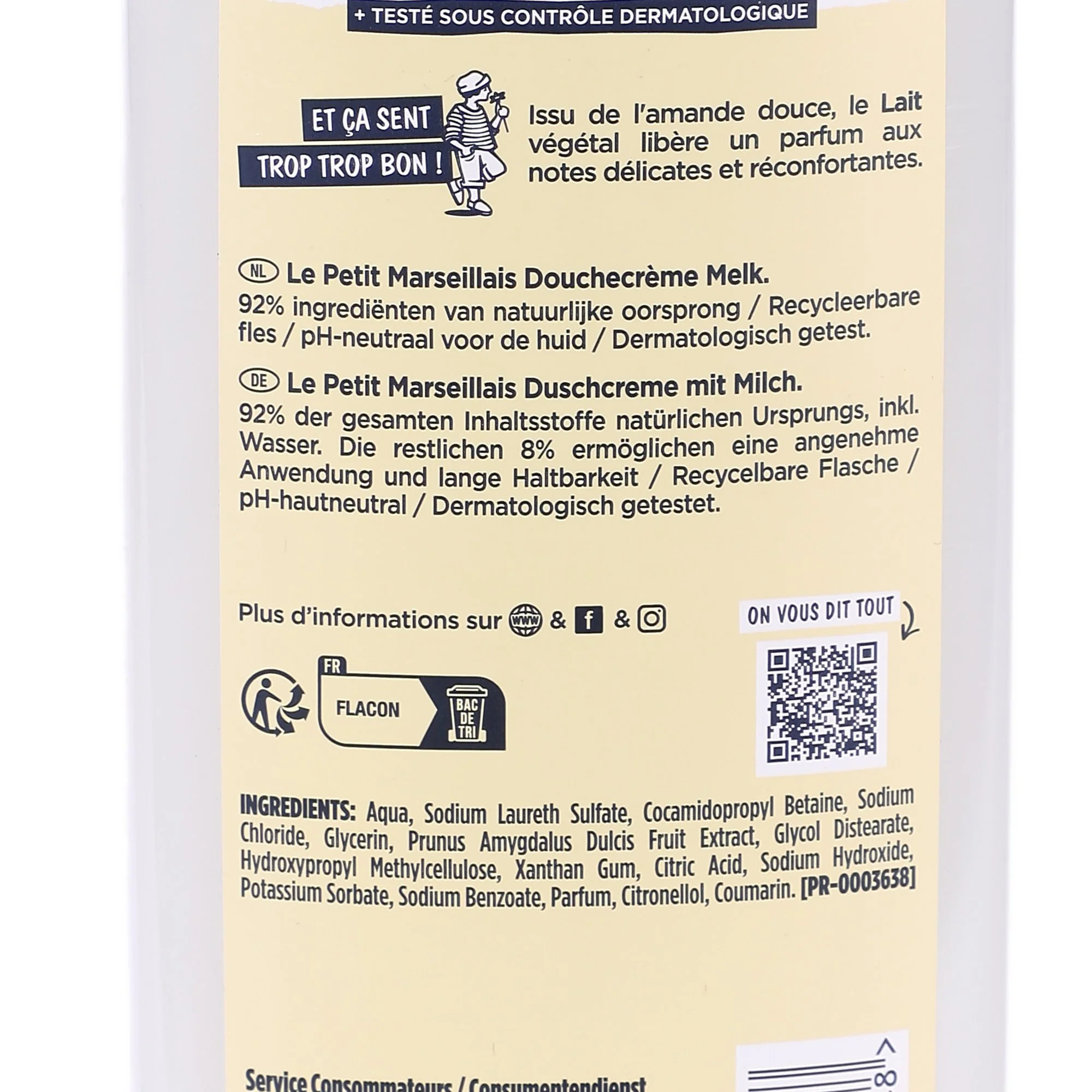 Crème de douche  extra douce au lait