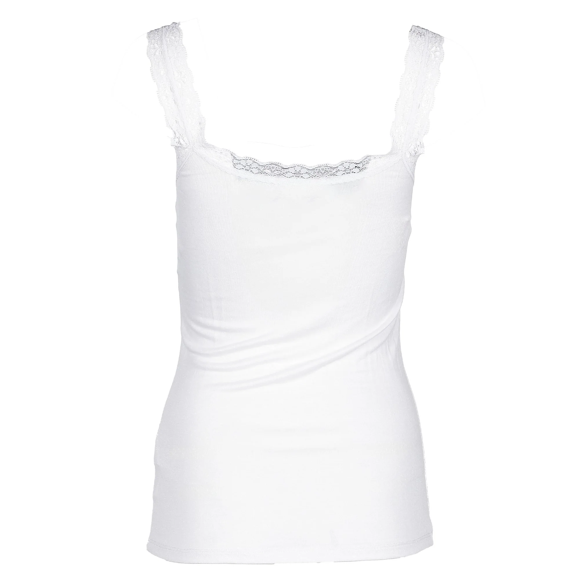 Débardeur avec encolure en dentelle  - Blanc - Image 3