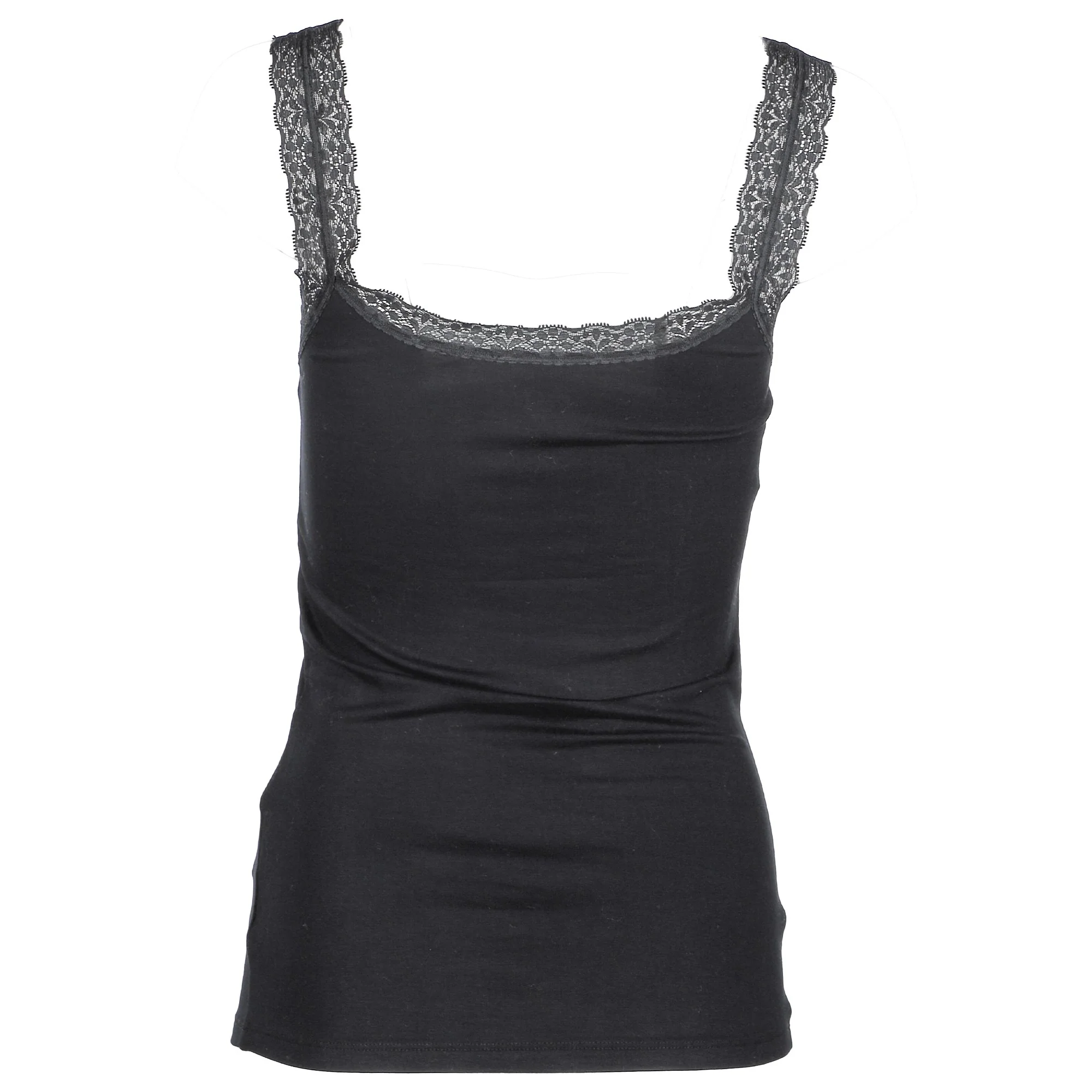 Débardeur avec encolure en dentelle  - Noir - Image 3