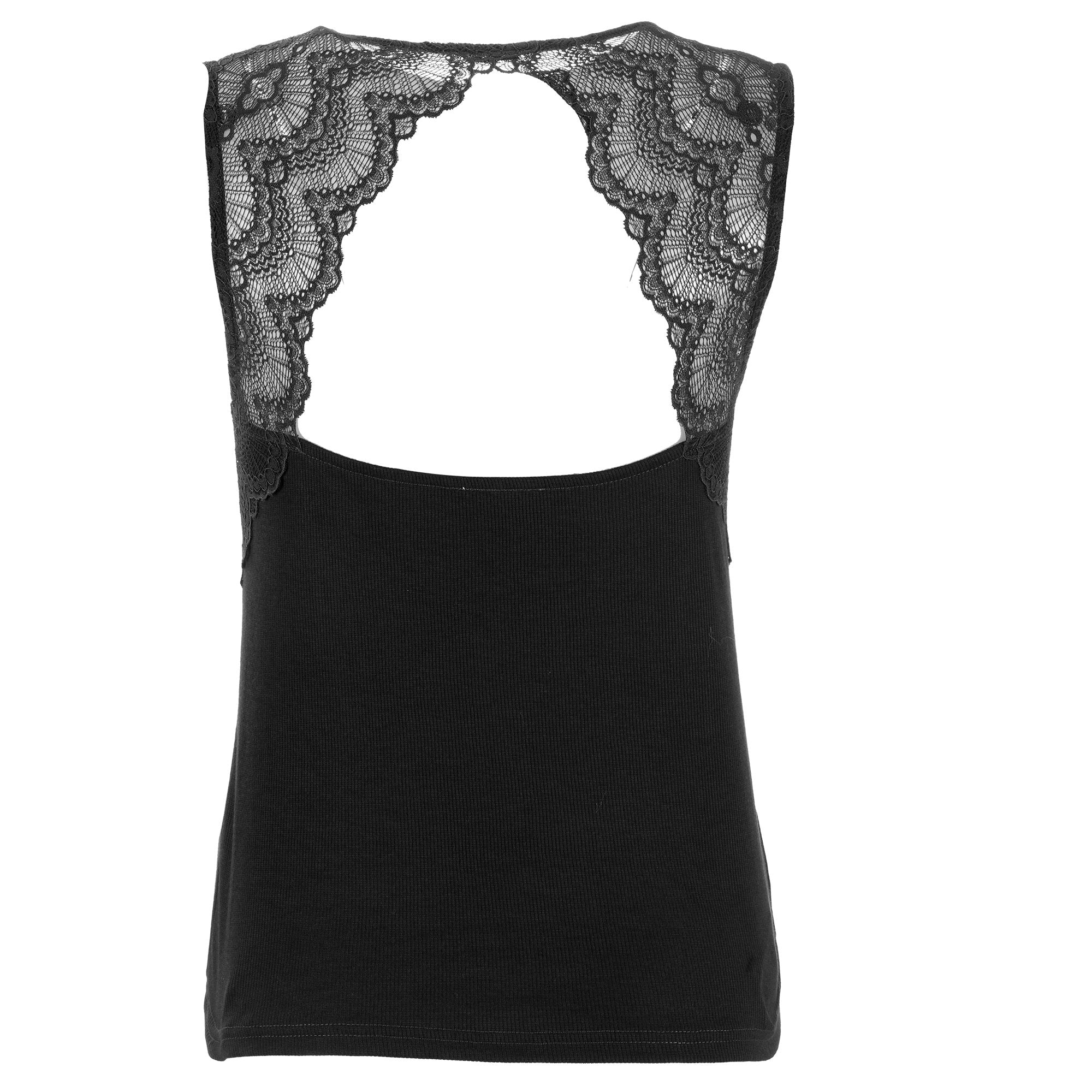 Débardeur détails dentelle - Noir - Image 2